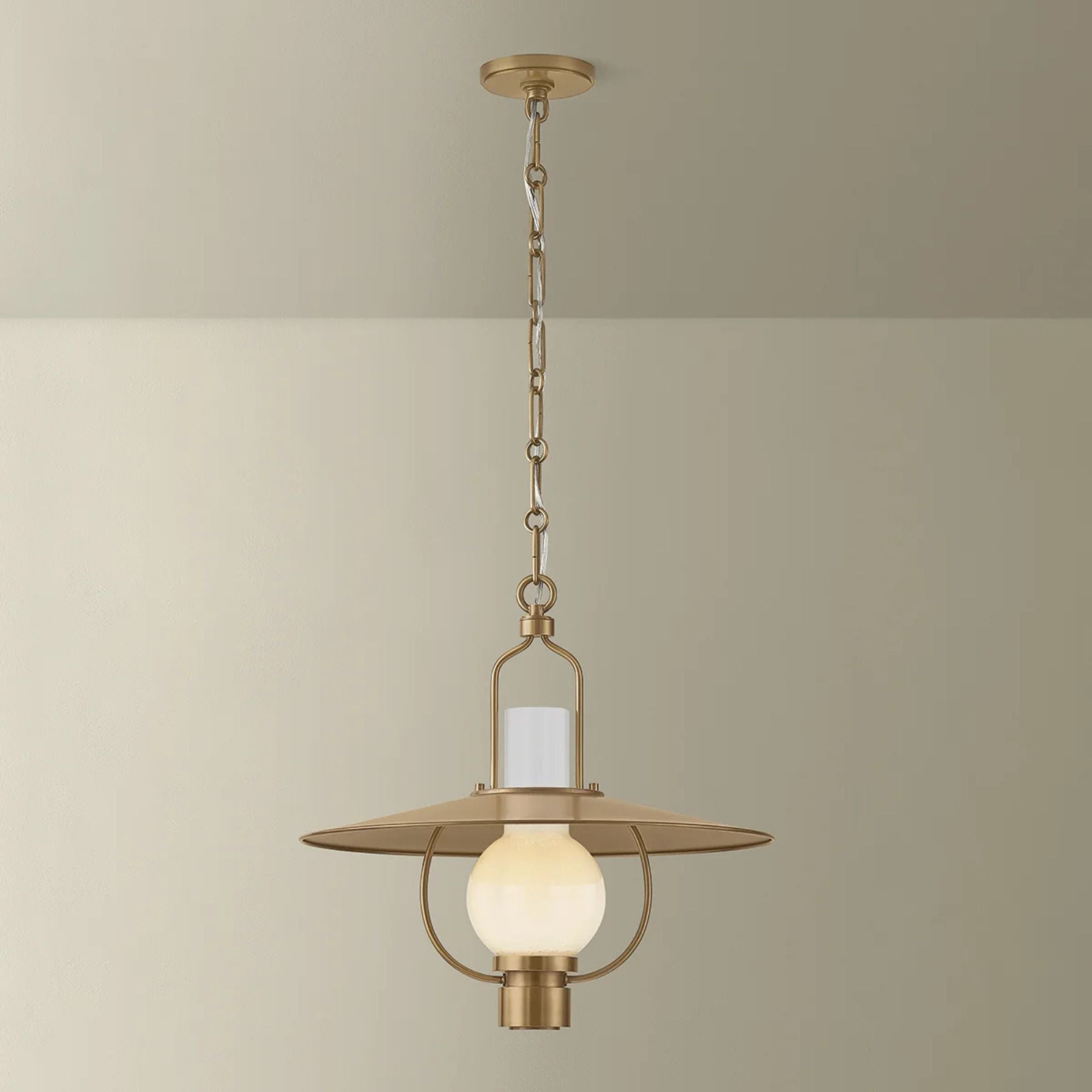 Troy Cahill Pendant Light, Patina Brass with Opal Seeded Glass