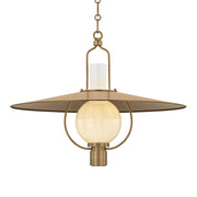 Troy Cahill 30 in. Pendant Light, Patina Brass with Opal Seeded Glass