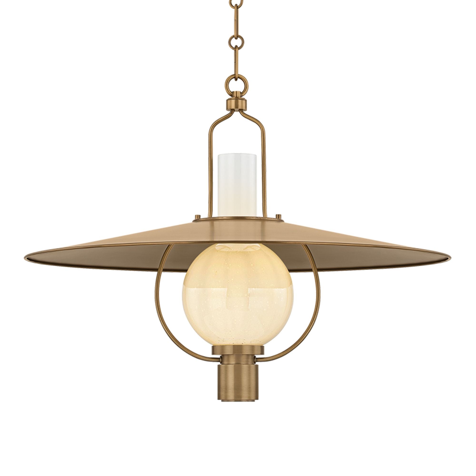 Troy Cahill 30 in. Pendant Light, Patina Brass with Opal Seeded Glass