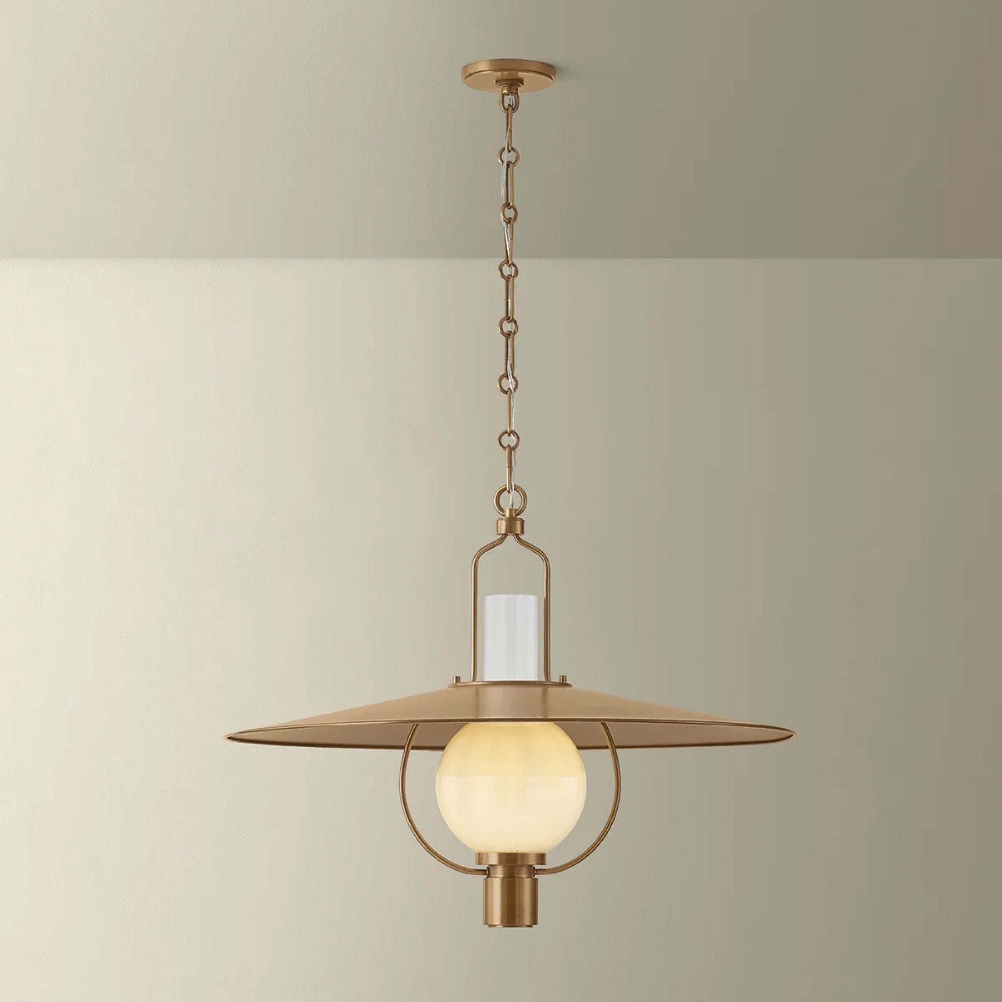 Troy Cahill 30 in. Pendant Light, Patina Brass with Opal Seeded Glass
