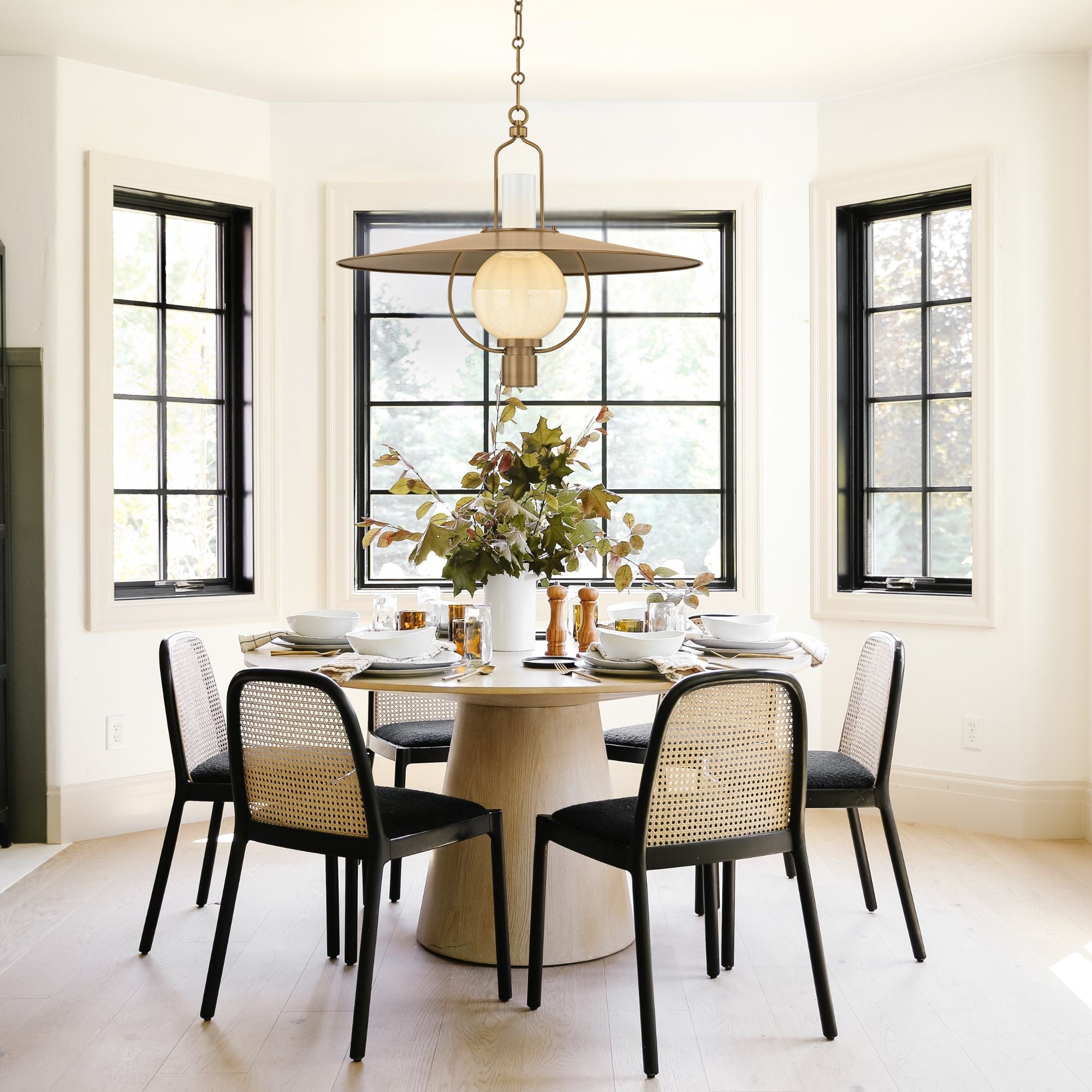 Troy Cahill Pendant Light, Patina Brass with Opal Seeded Glass