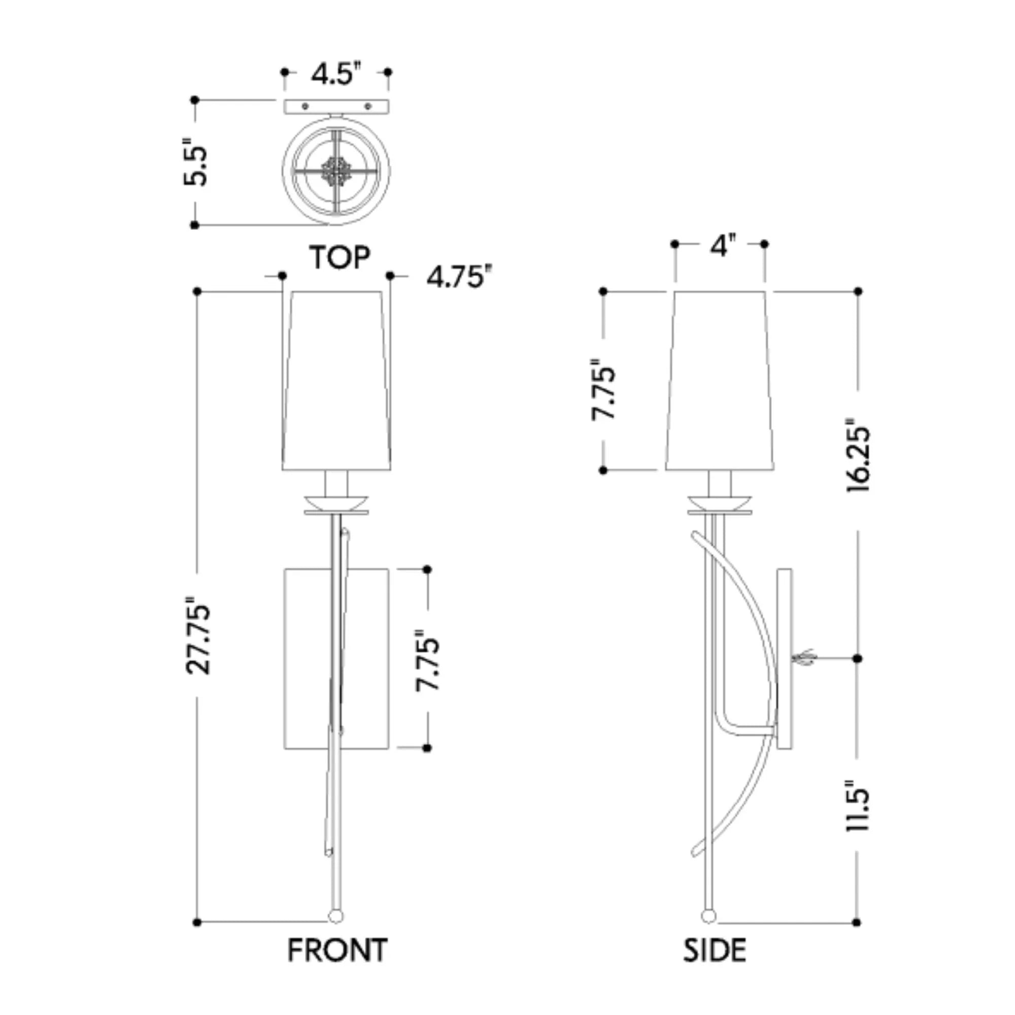 Calder 28" Wall Sconce, Forged Iron Finish