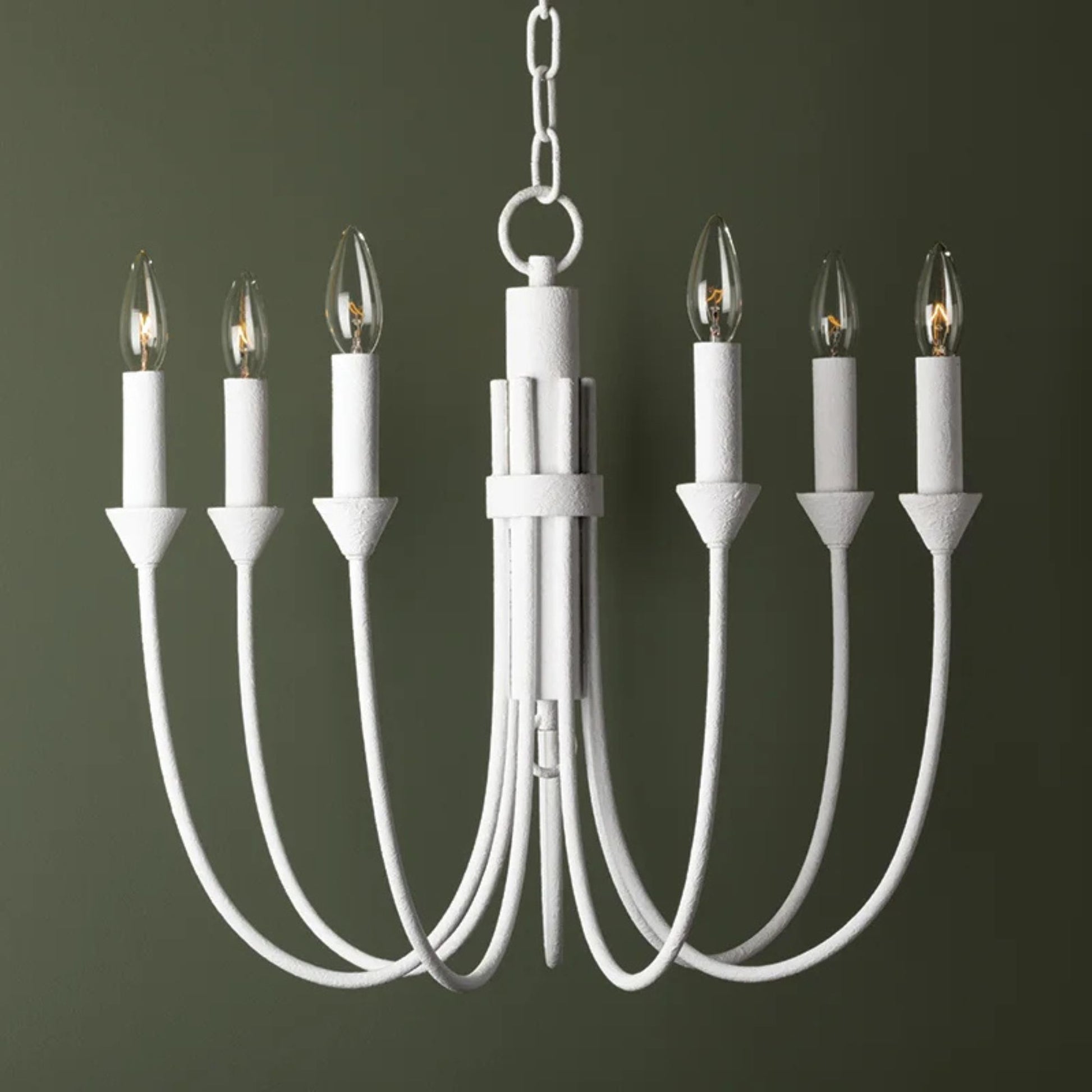 Troy Lighting - Cate 22" 7-Light Chandelier, Gesso White Finish | Bees Lighting