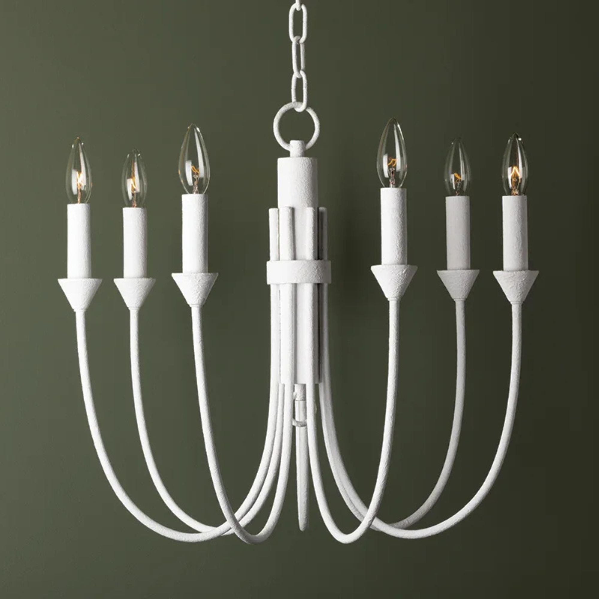 Troy Lighting - Cate 22" 7-Light Chandelier, Gesso White Finish | Bees Lighting