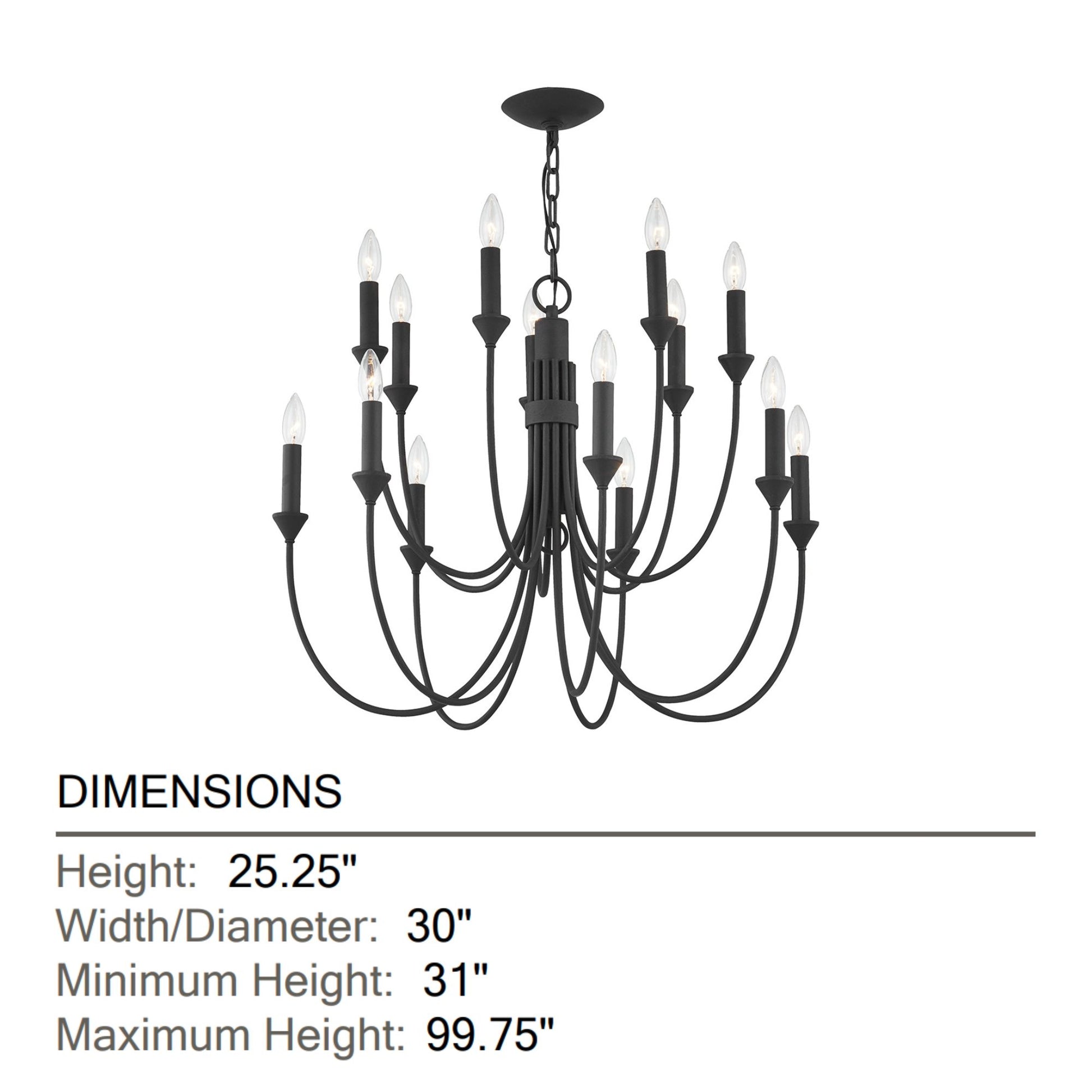 Troy Lighting - Cate 30" 14-Light Chandelier, Forged Iron Finish | Bees Lighting