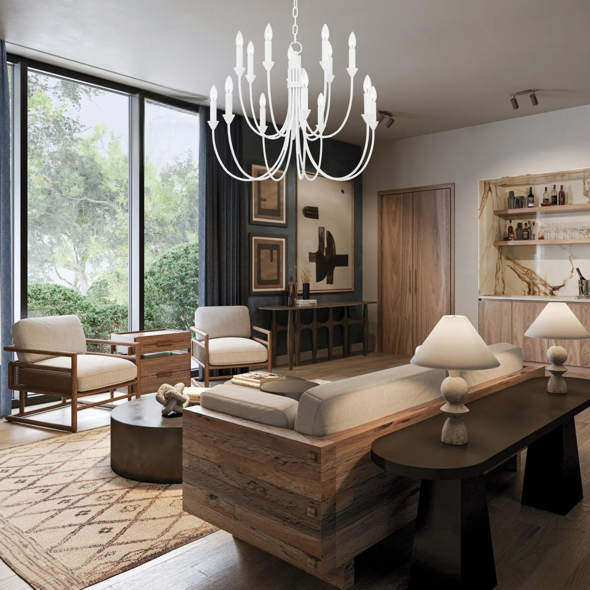 Troy Lighting - Cate 30" 14-Light Chandelier, Gesso White Finish | Bees Lighting