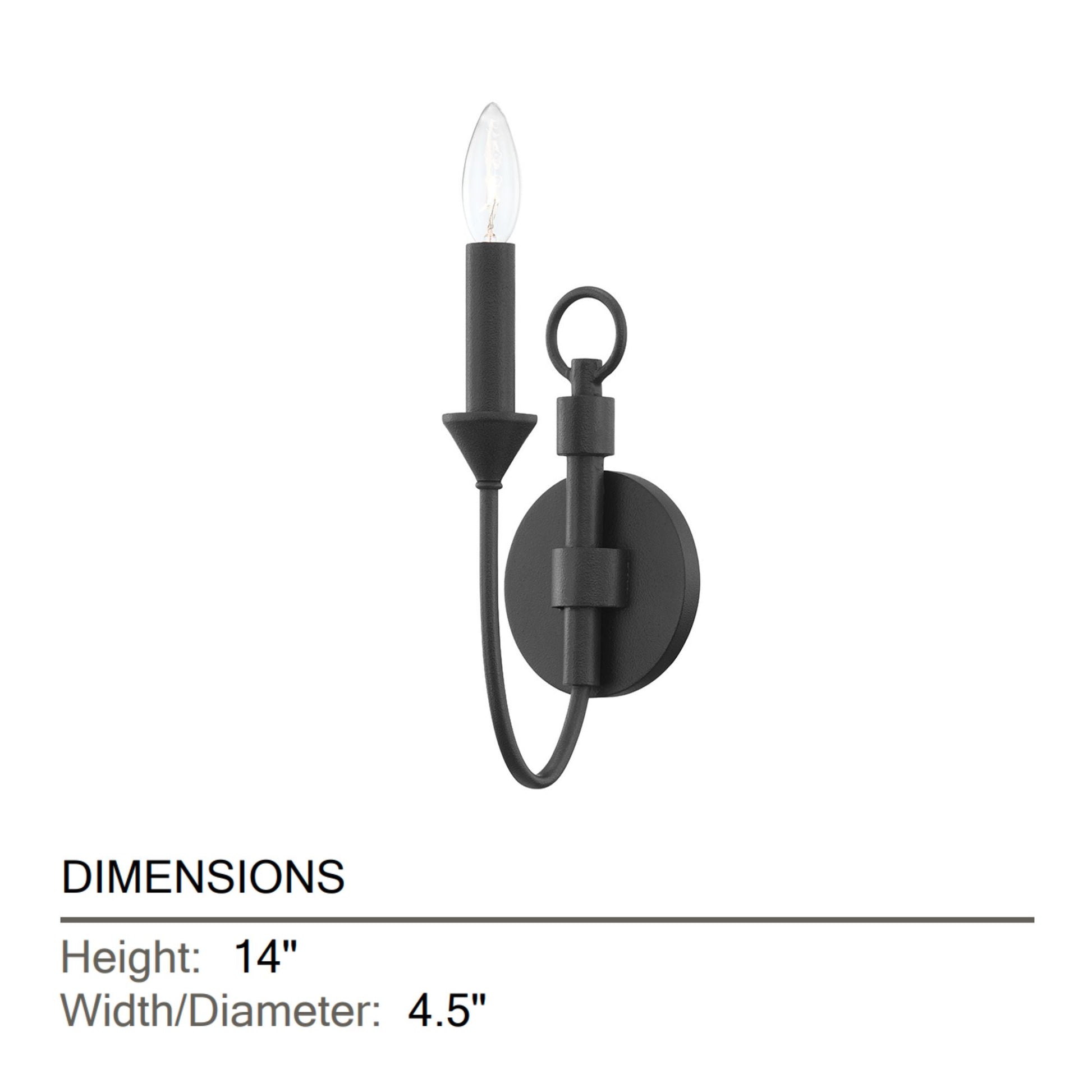 Troy Lighting - Cate 14" Wall Sconce, Forged Iron Finish | Bees Lighting