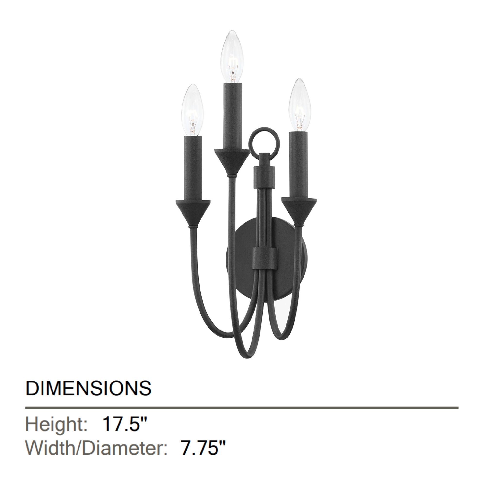 Troy Lighting - Cate 18" 3-Light Wall Sconce, Forged Iron Finish | Bees Lighting