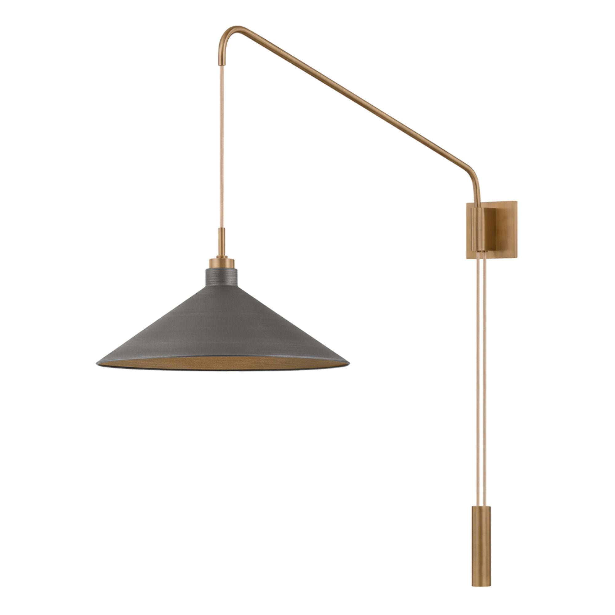 Conor 36" Swing Arm Lamp, Patina Brass And Graphite Finish