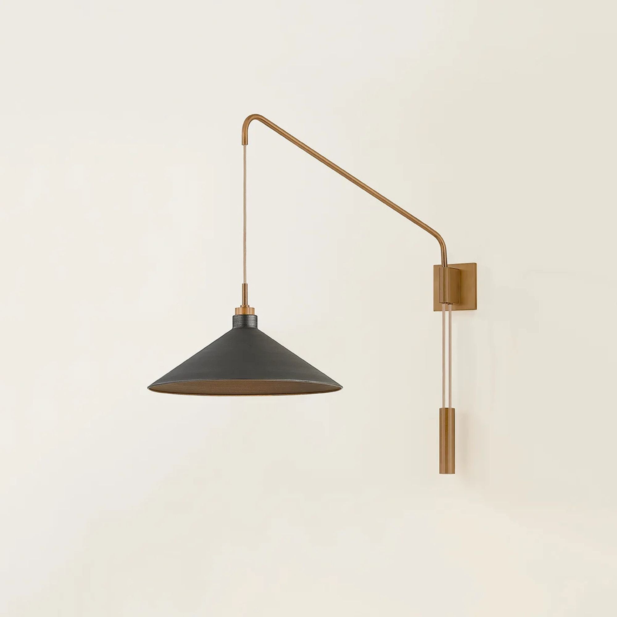 Conor 36" Swing Arm Lamp, Patina Brass And Graphite Finish