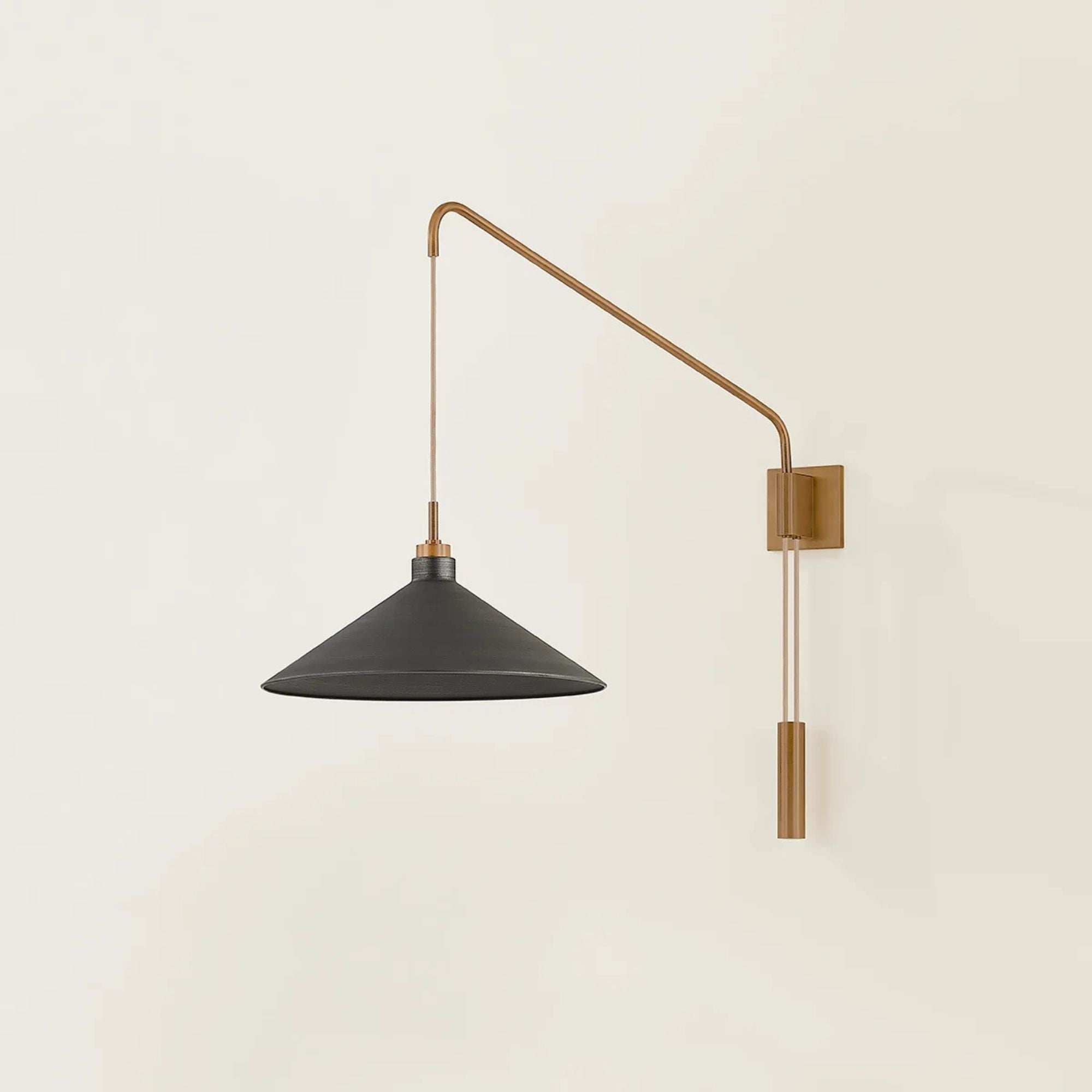 Conor 36" Swing Arm Lamp, Patina Brass And Graphite Finish