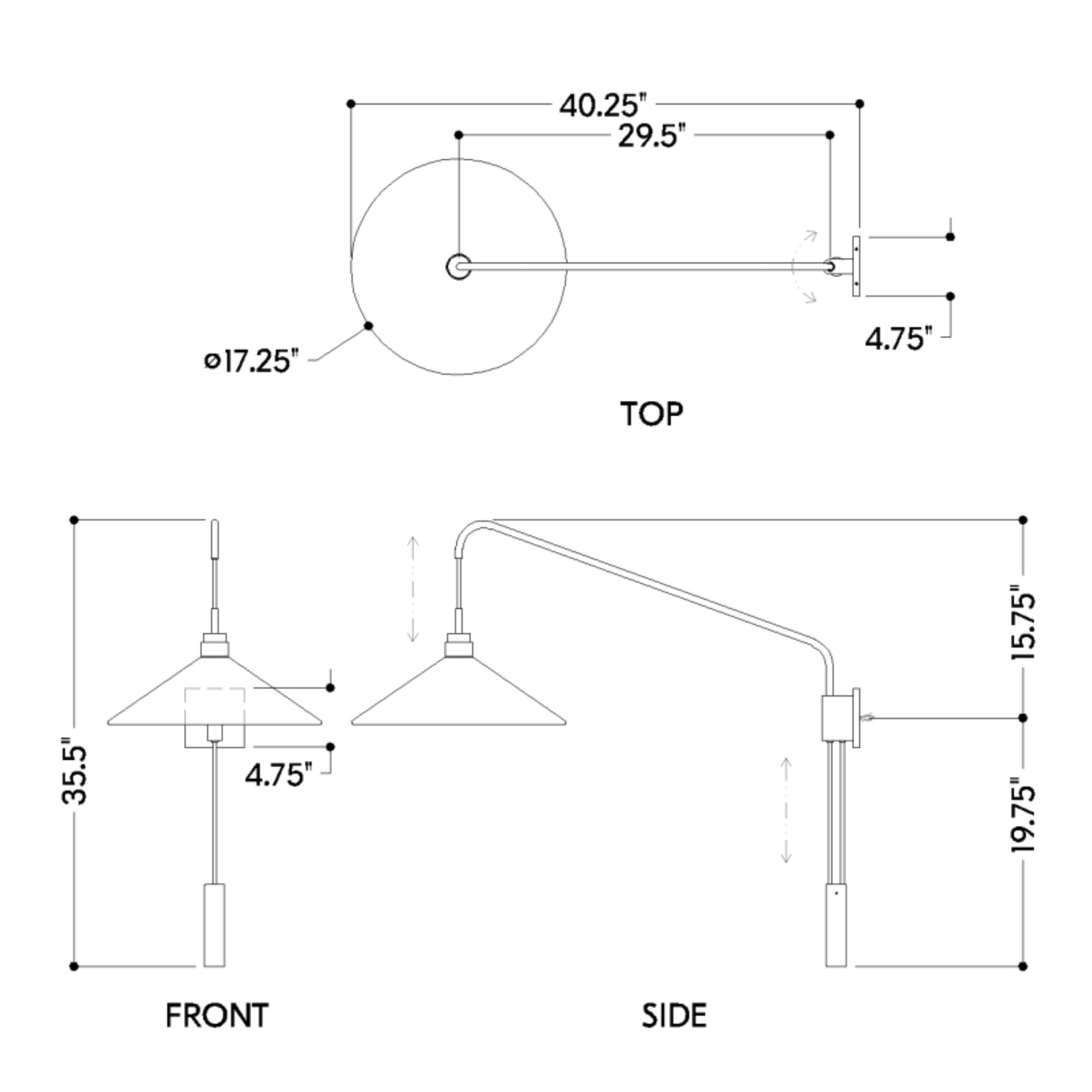 Conor 36" Swing Arm Lamp, Patina Brass And Graphite Finish