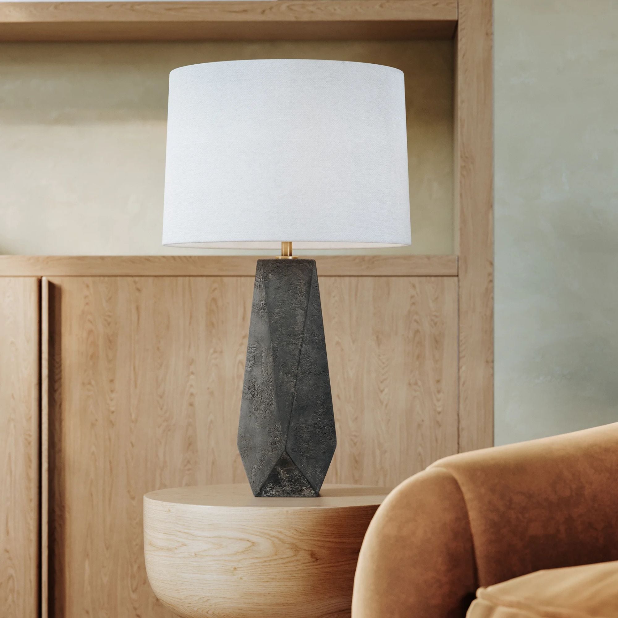 Coronado 29" Table Lamp, Patina Brass/Ceramic Ash Black Finish