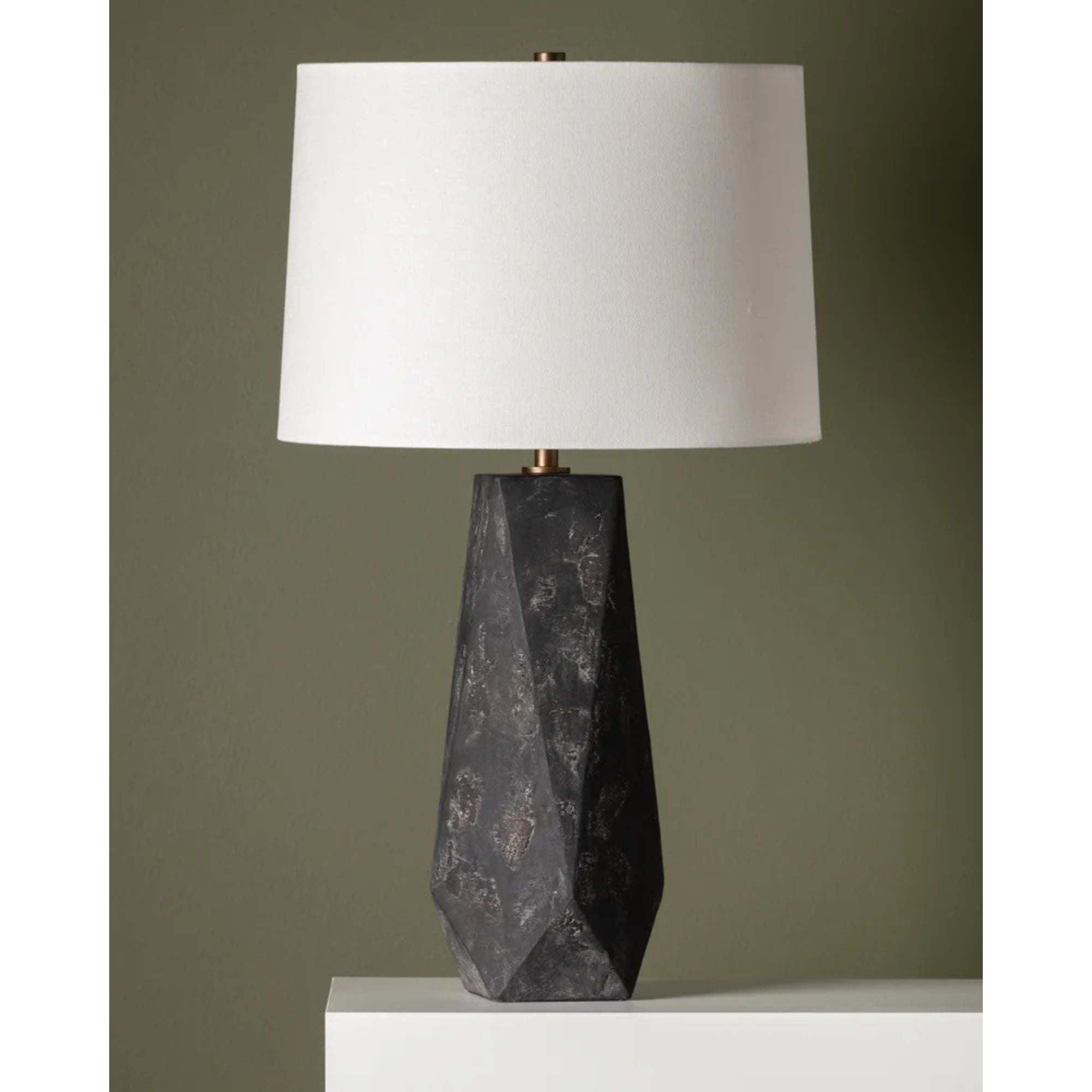 Coronado 29" Table Lamp, Patina Brass/Ceramic Ash Black Finish