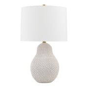 Troy Lighting - Crater 26" Table Lamp, Patina Brass/Ceramic Satin White Gold Finish | Bees Lighting