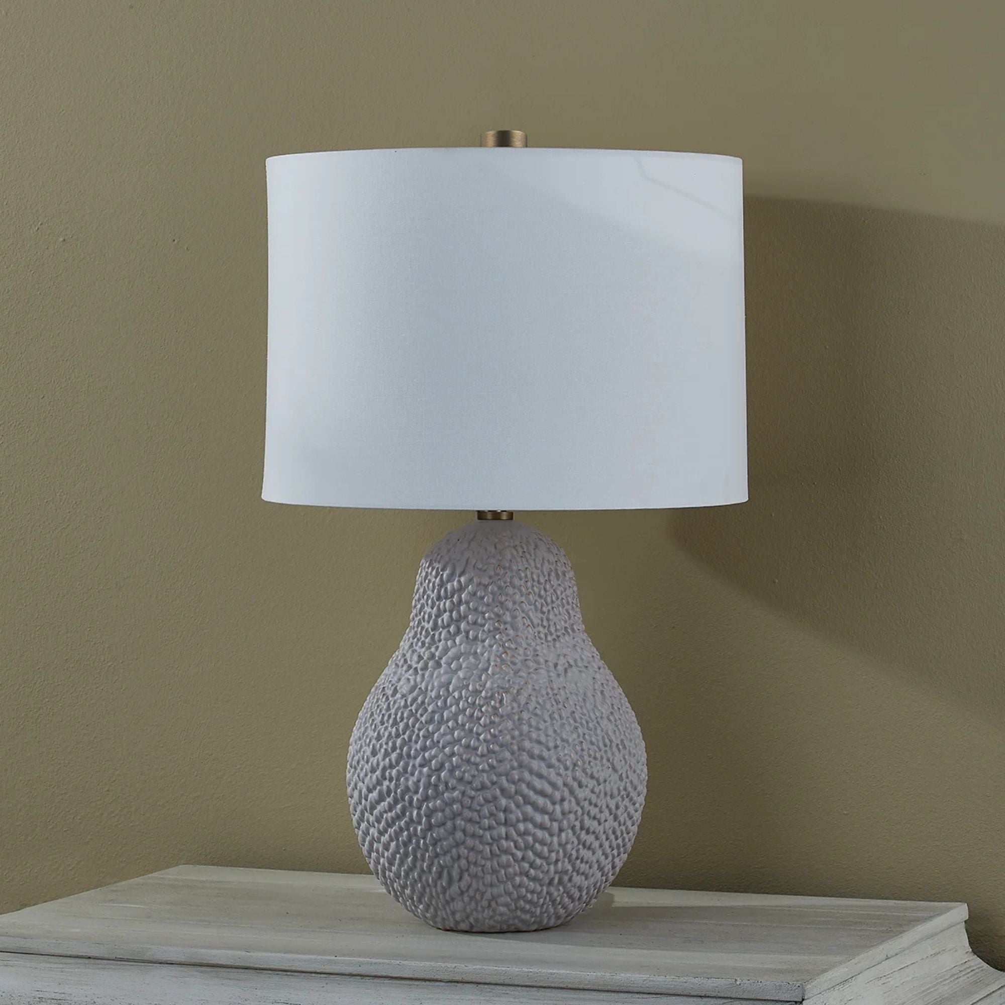 Troy Lighting - Crater 26" Table Lamp, Patina Brass/Ceramic Satin White Gold Finish | Bees Lighting