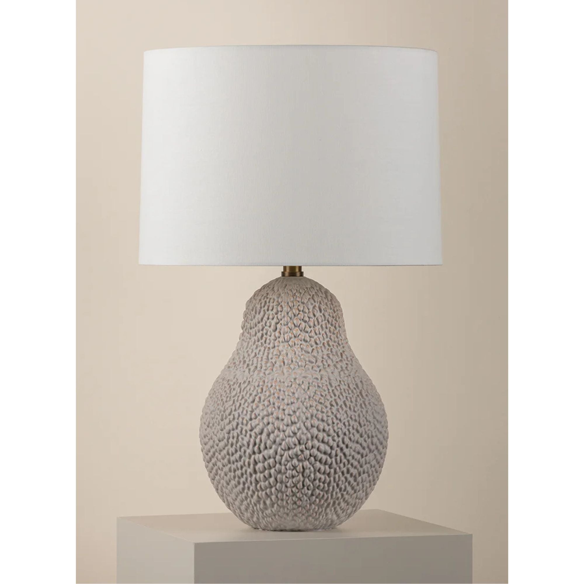 Troy Lighting - Crater 26" Table Lamp, Patina Brass/Ceramic Satin White Gold Finish | Bees Lighting