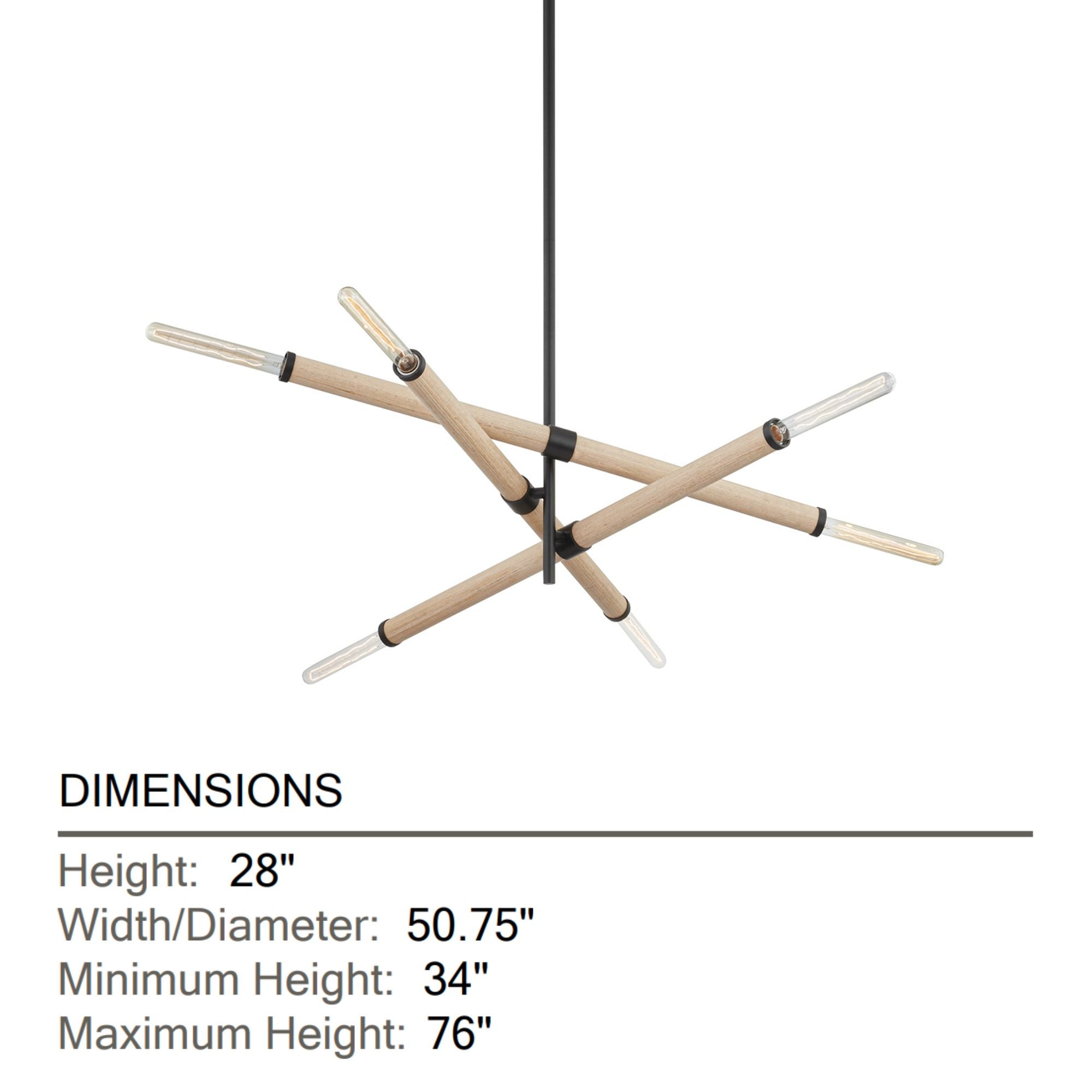 Troy Lighting - Cruiz 51" 6-Light Chandelier, Soft Black Finish | Bees Lighting