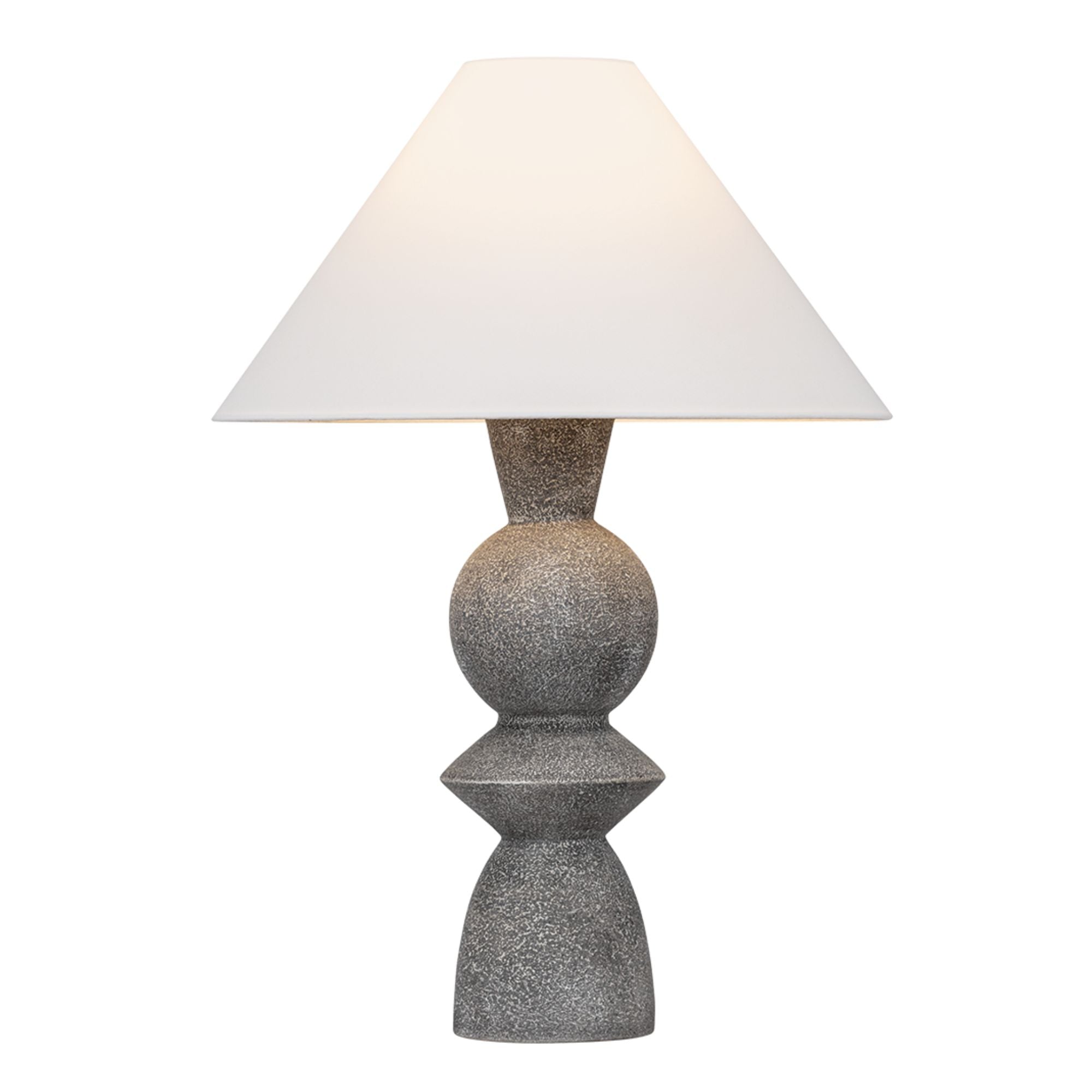 Cyrah 29" Table Lamp, Patina Brass/Ceramic Lunar Grey Finish