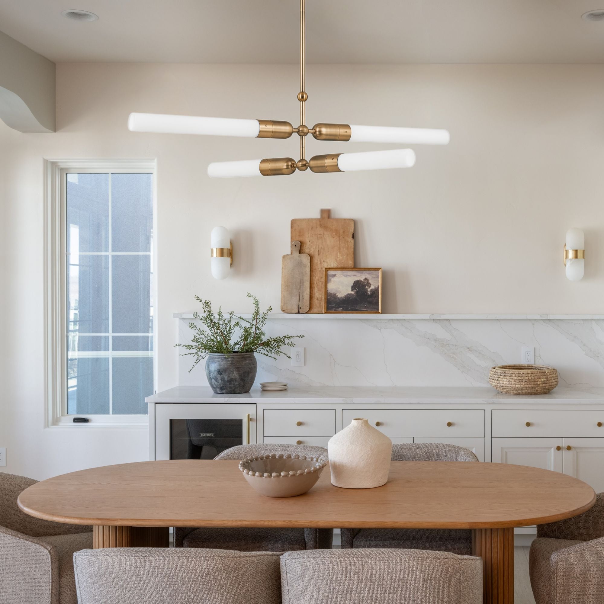 Darby 50" 4-Light Chandelier, Patina Brass Finish