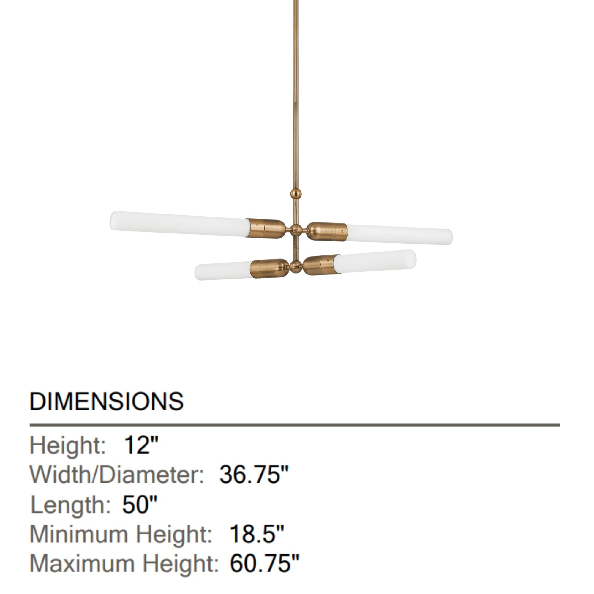 Darby 50" 4-Light Chandelier, Patina Brass Finish