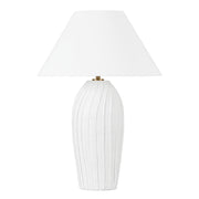 Deacon 32" Table Lamp, Patina Brass/Ceramic Loft White Finish
