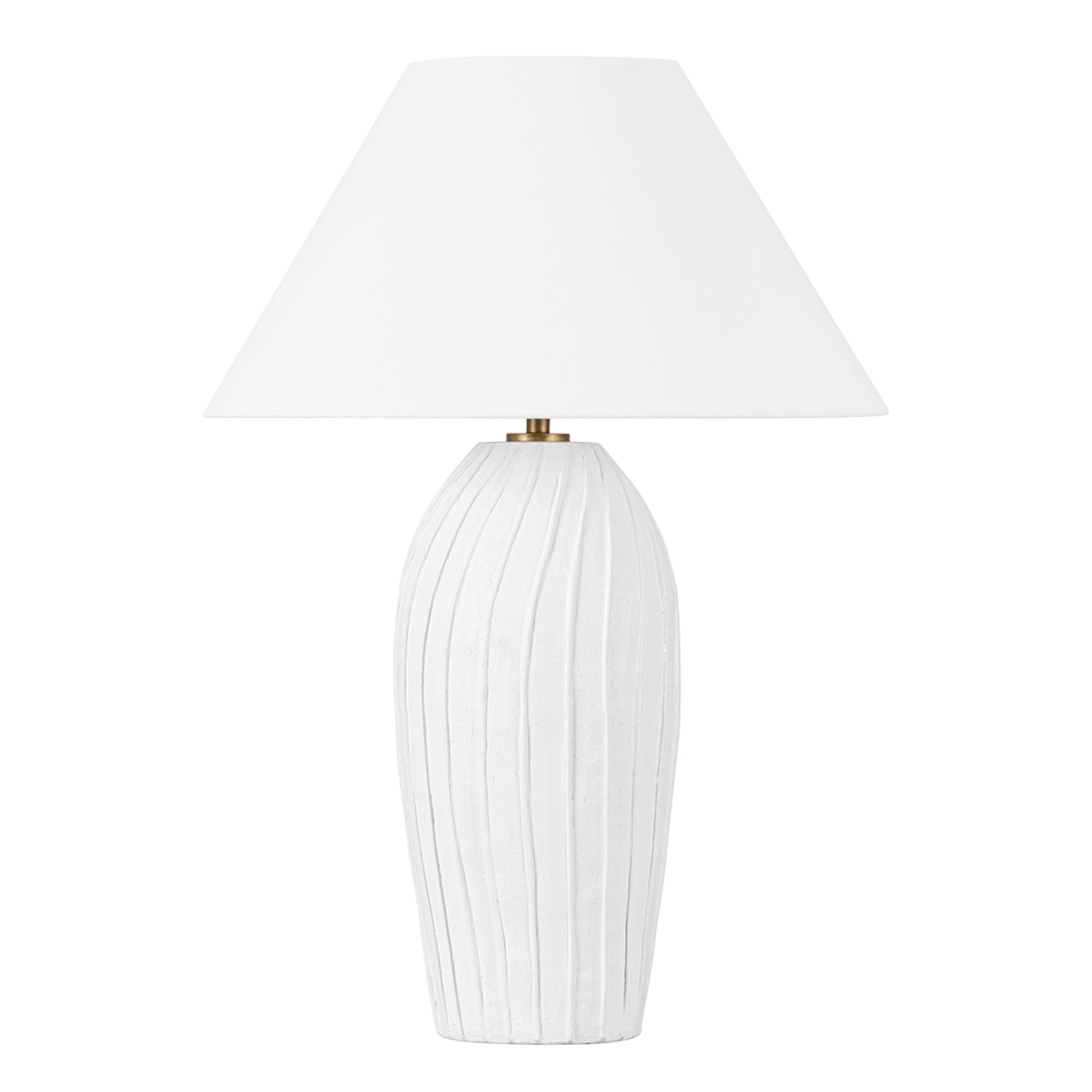 Deacon 32" Table Lamp, Patina Brass/Ceramic Loft White Finish