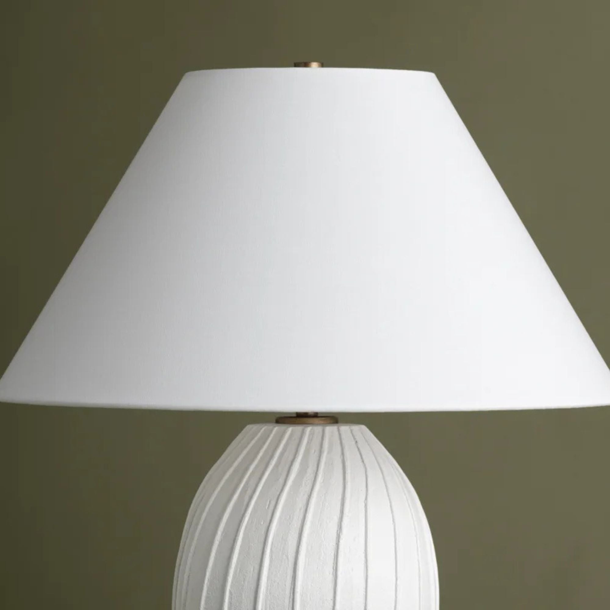 Deacon 32" Table Lamp, Patina Brass/Ceramic Loft White Finish