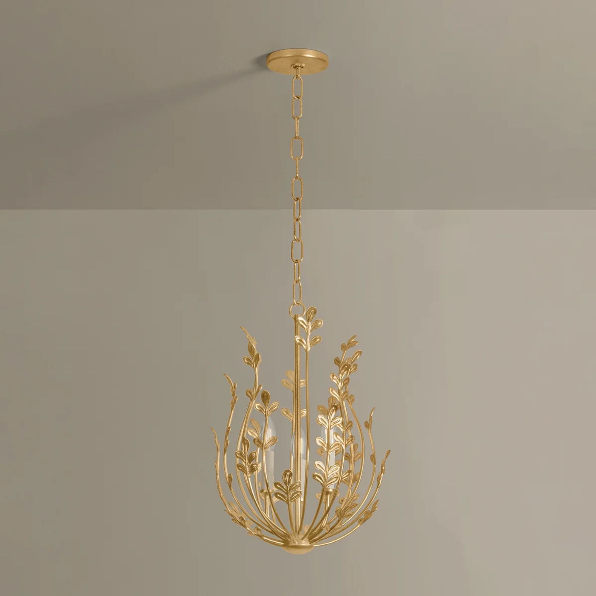 Delmore 20" 3-Light Chandelier, Vintage Gold Leaf Finish