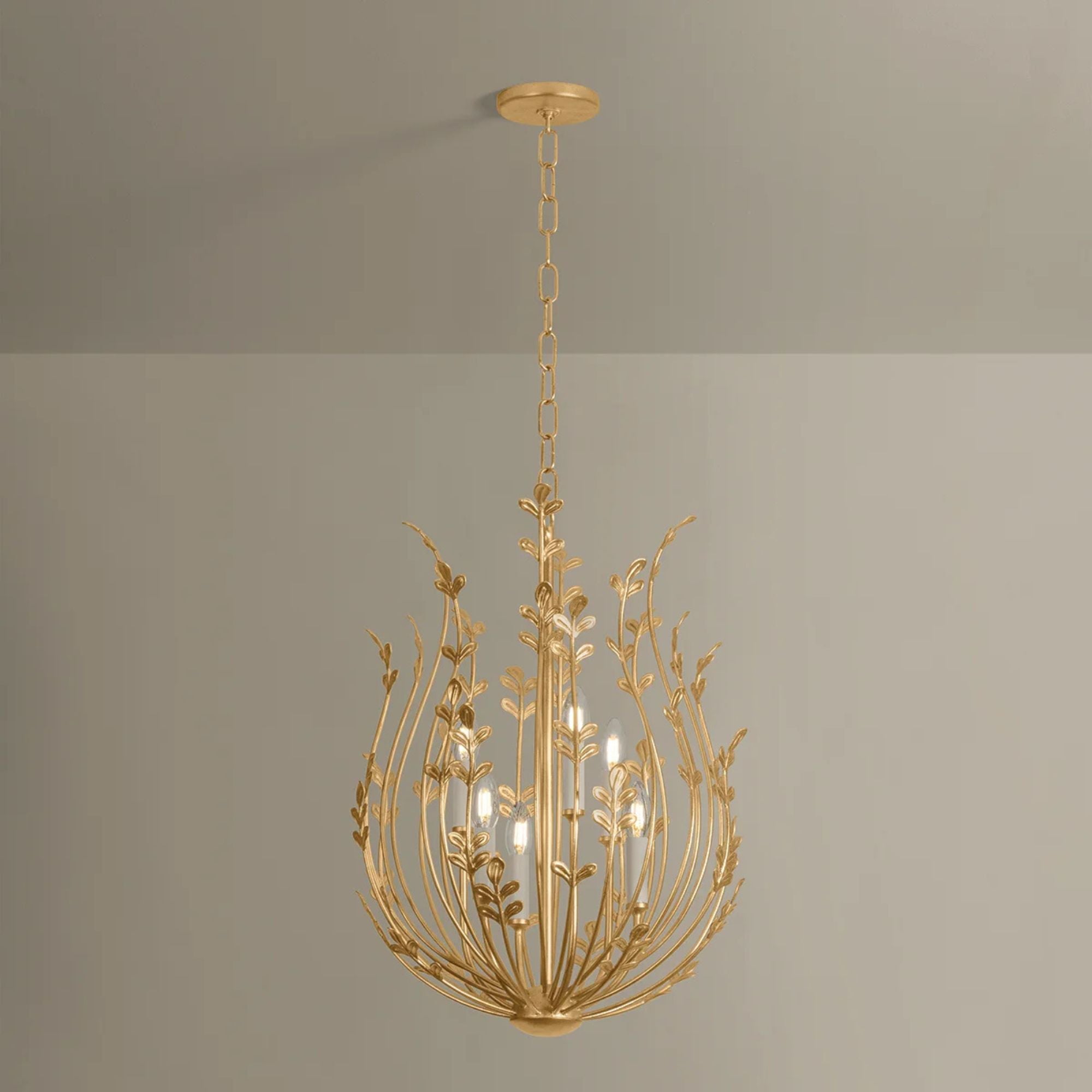Delmore 27" 6-Light Chandelier, Vintage Gold Leaf Finish