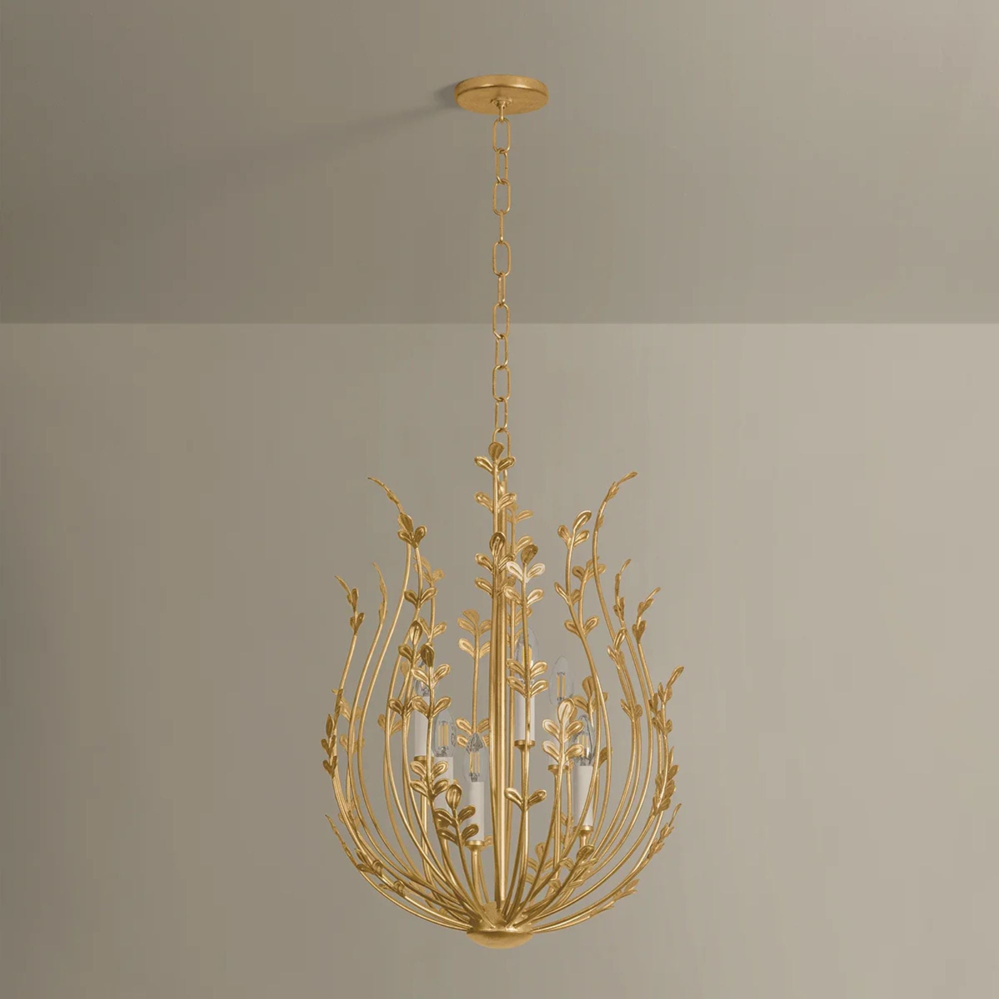 Delmore 27" 6-Light Chandelier, Vintage Gold Leaf Finish
