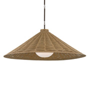 Troy Devlin 44 in. Pendant Light, Bronze with Natural Woven & Opal Matte Acrylic Shade