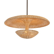 Troy Draco Pendant, Bronze Leaf with Natural Woven Shade