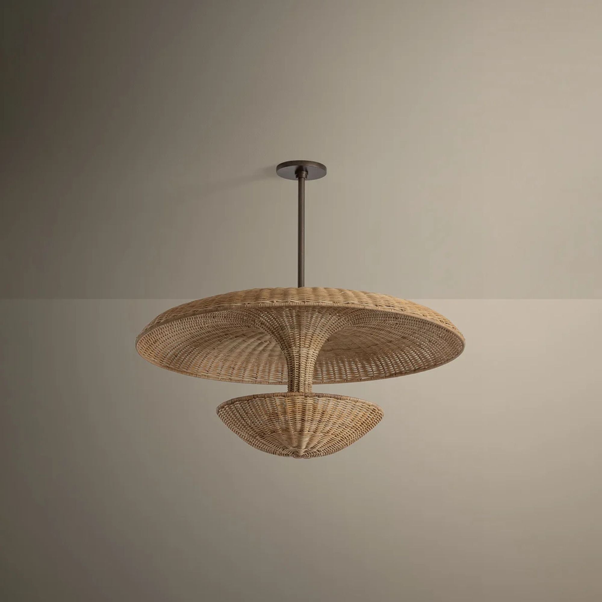 Troy Draco 30 in. 3-Light Pendant, Bronze Leaf with Natural Woven Light Natural Wicker