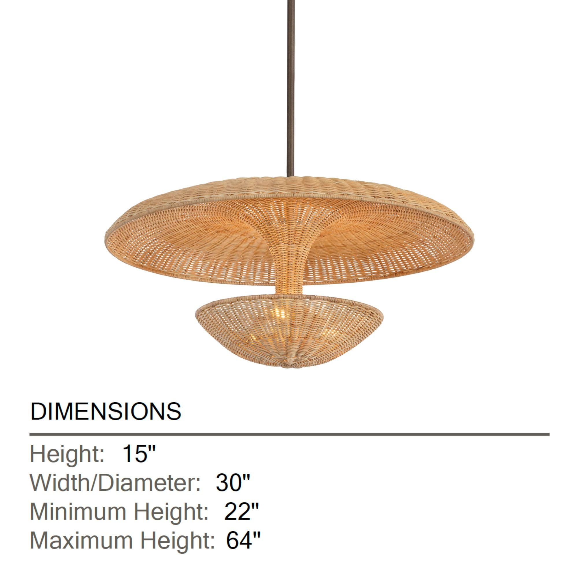 Troy Draco 30 in. 3-Light Pendant, Bronze Leaf with Natural Woven Light Natural Wicker