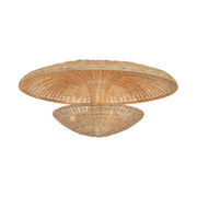 Troy Draco 22 in. 3-Light Semi-Flush Mount, Bronze Leaf with Natural Woven Shade