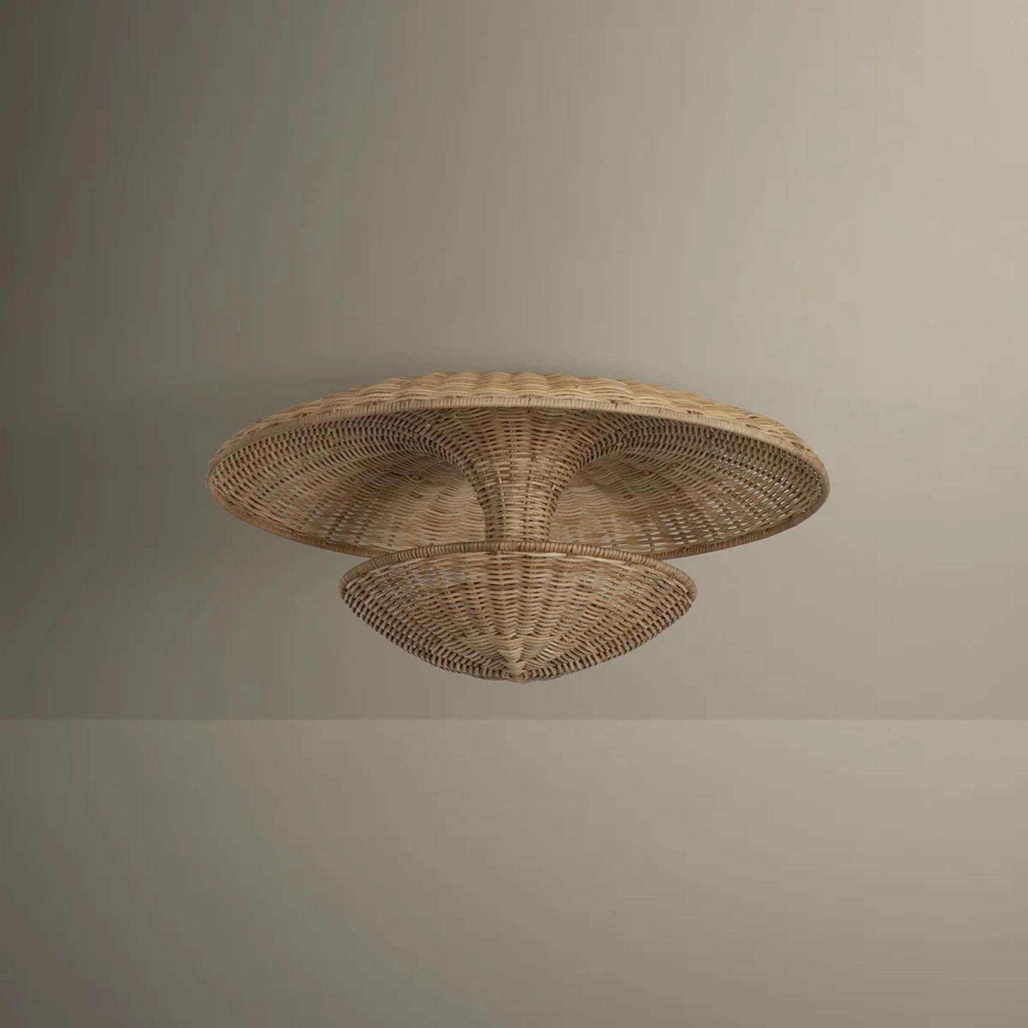 Troy Draco 22 in. 3-Light Semi-Flush Mount, Bronze Leaf with Natural Woven Shade