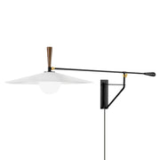 Duarte 67" Swing Arm Wall Sconce, Patina Brass/Soft Black Finish