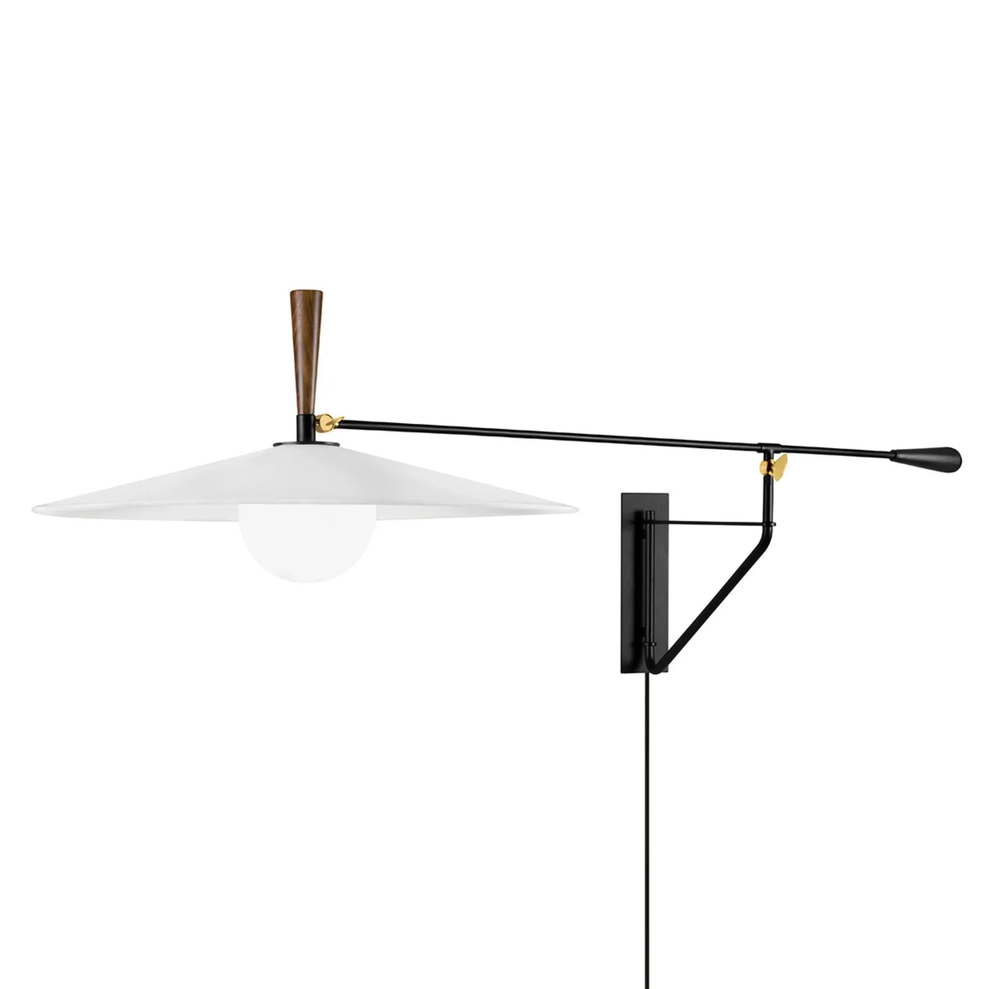 Duarte 67" Swing Arm Wall Sconce, Patina Brass/Soft Black Finish