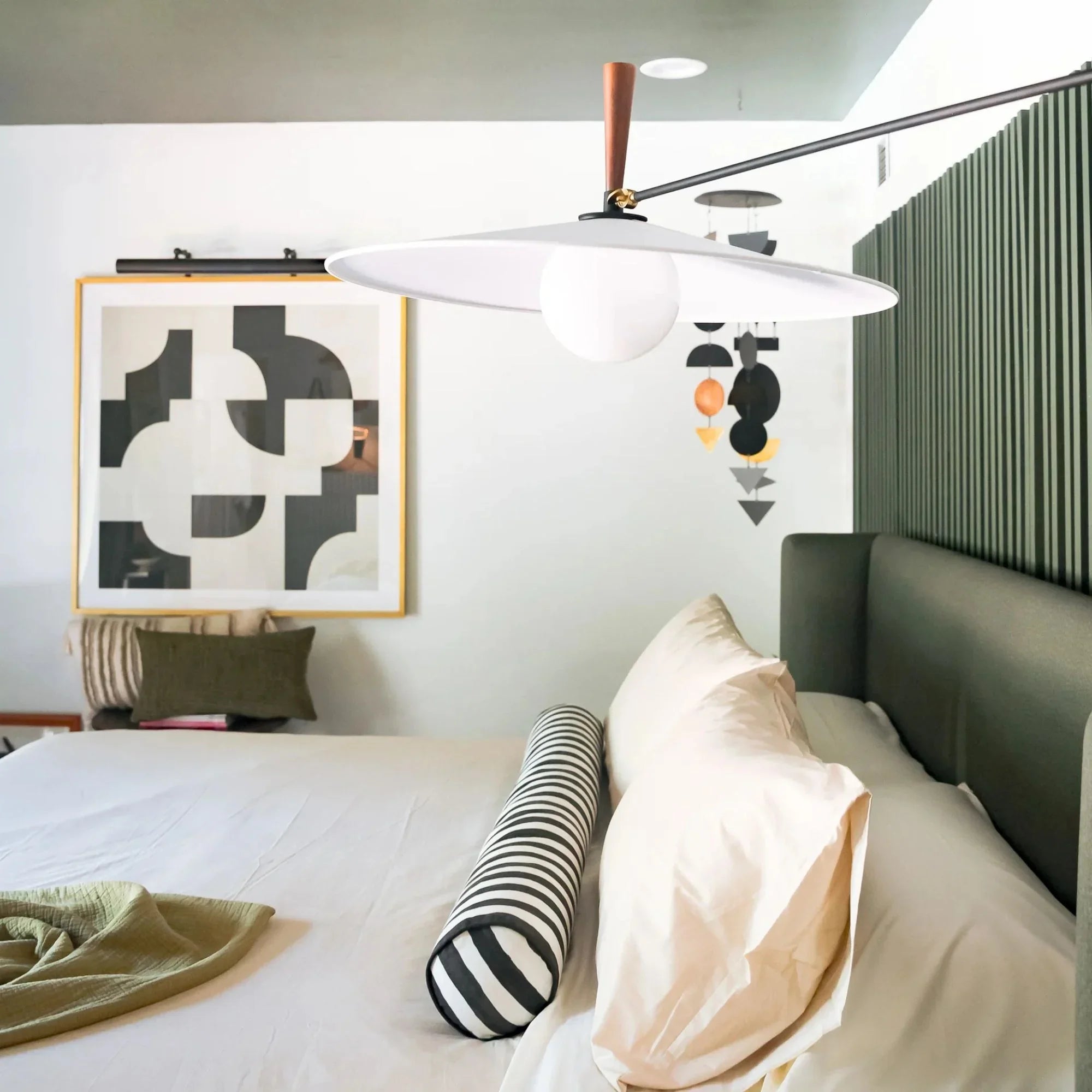 Duarte 67" Swing Arm Wall Sconce, Patina Brass/Soft Black Finish