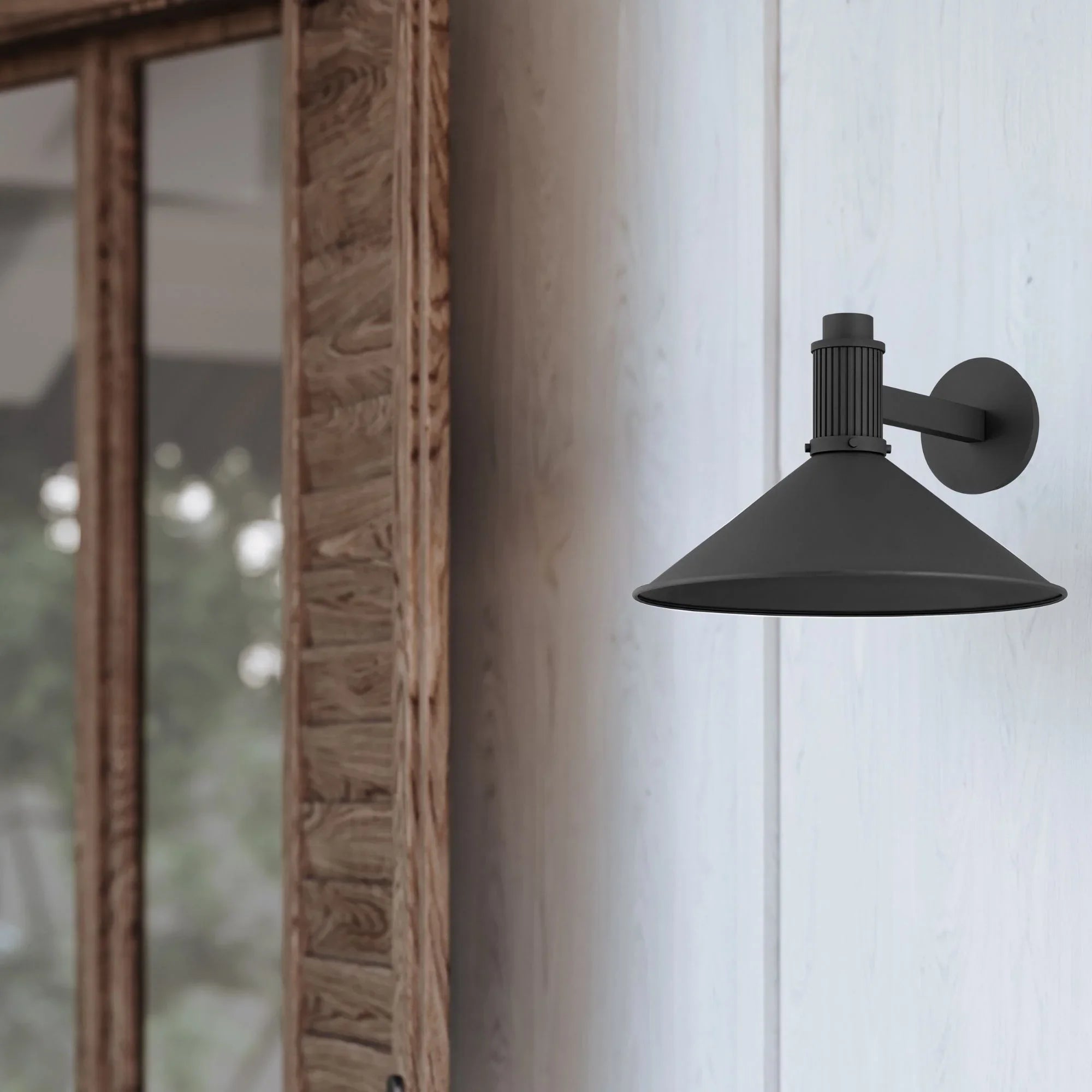 Elani 15" Outdoor Wall Sconce, Textured Black Finish