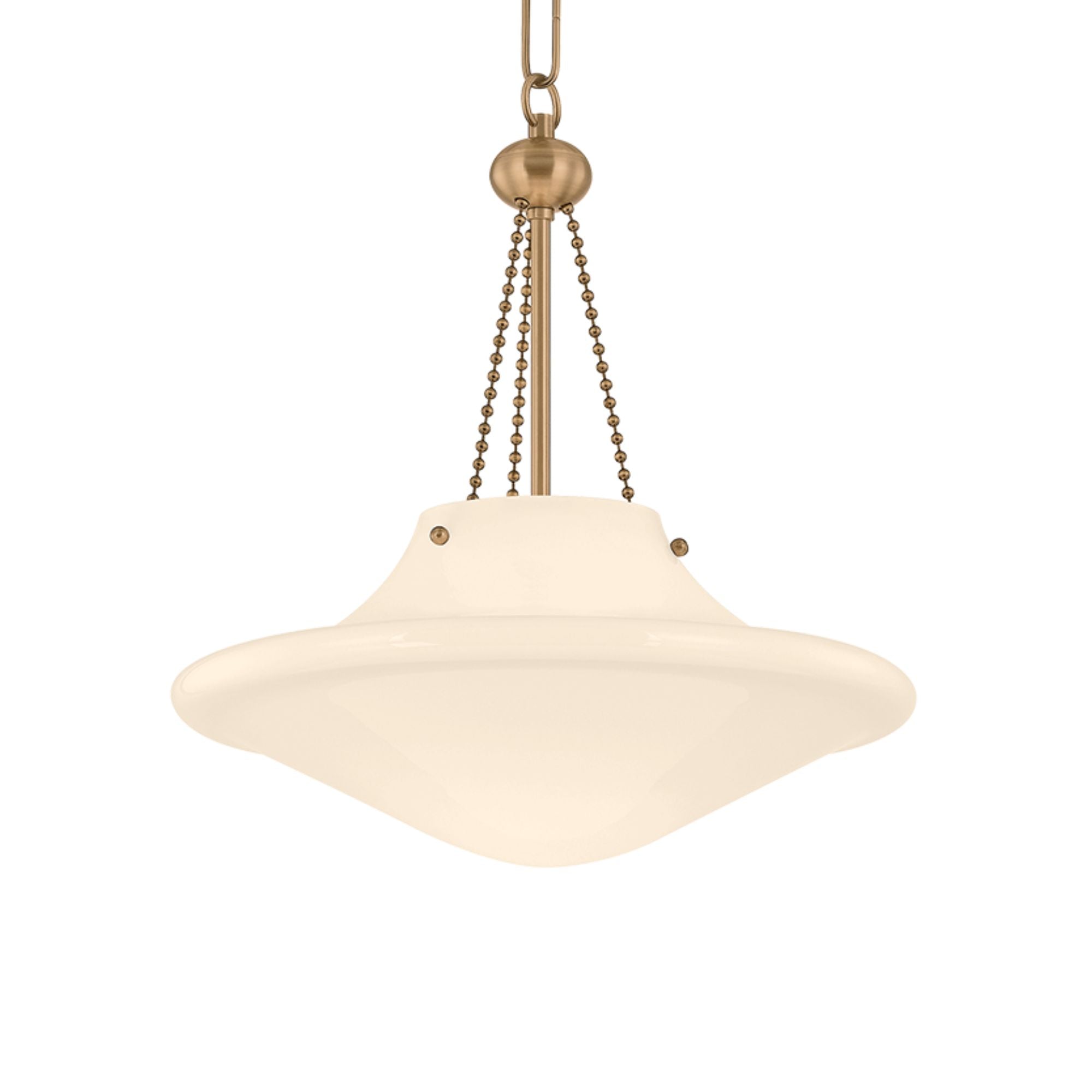 Troy Era 14 in. Pendant Light, Patina Brass with Opal Glossy Glass