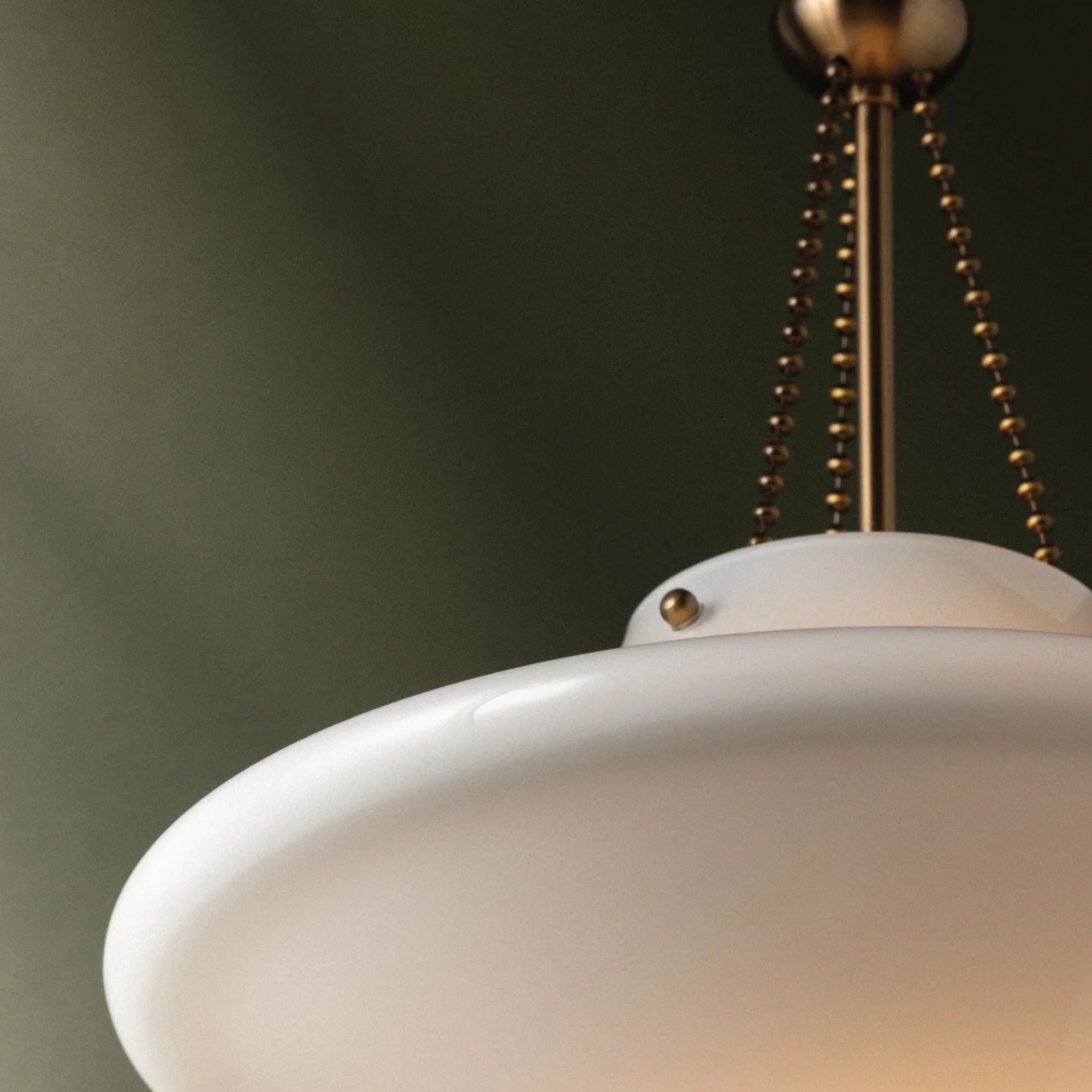 Troy Era 14 in. Pendant Light, Patina Brass with Opal Glossy Glass
