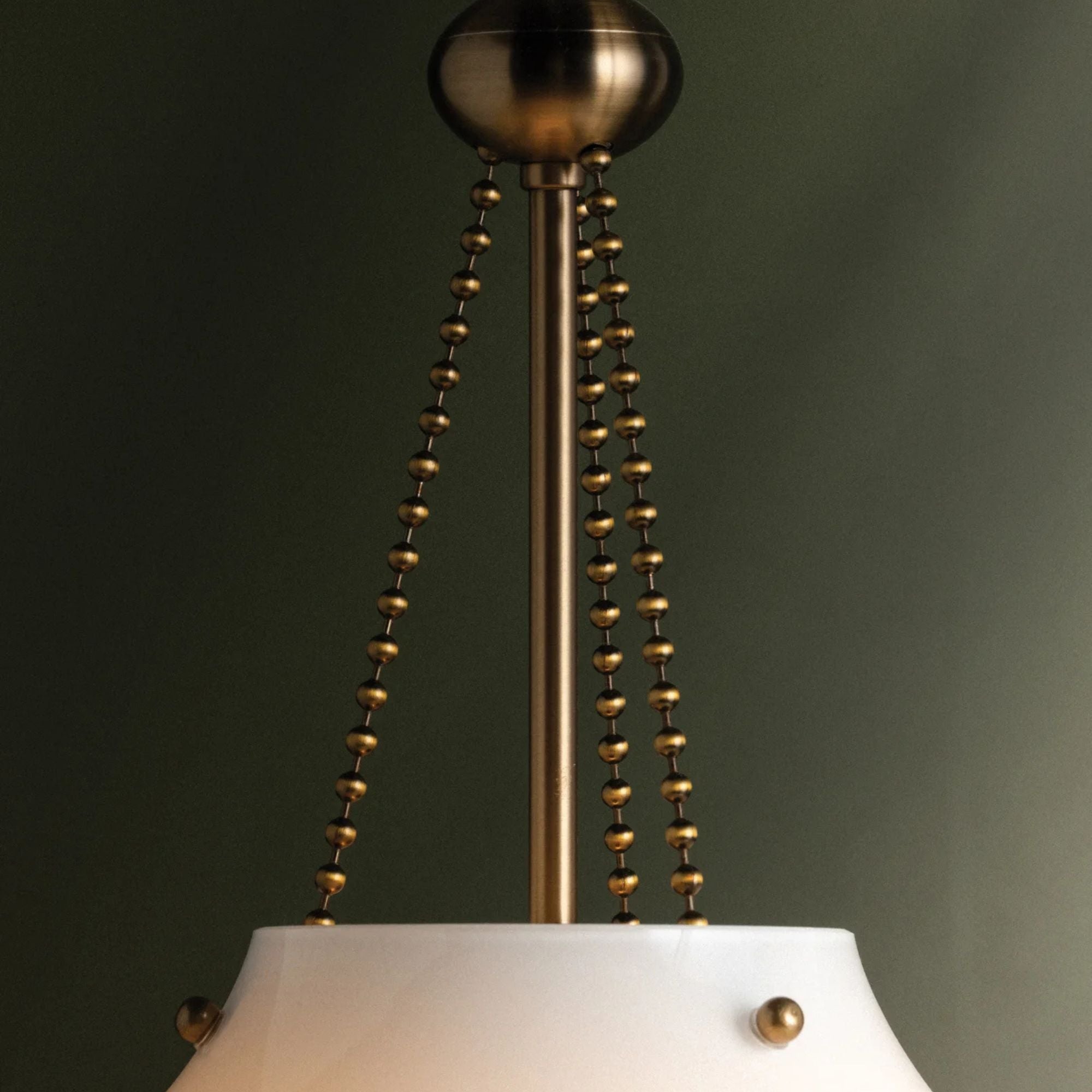 Troy Era 14 in. Pendant Light, Patina Brass with Opal Glossy Glass