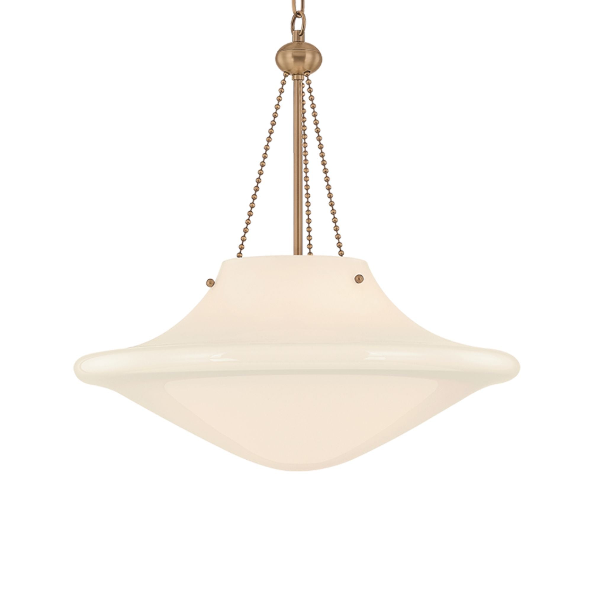 Troy Era 18 in. Pendant Light, Patina Brass with Opal Glossy Glass