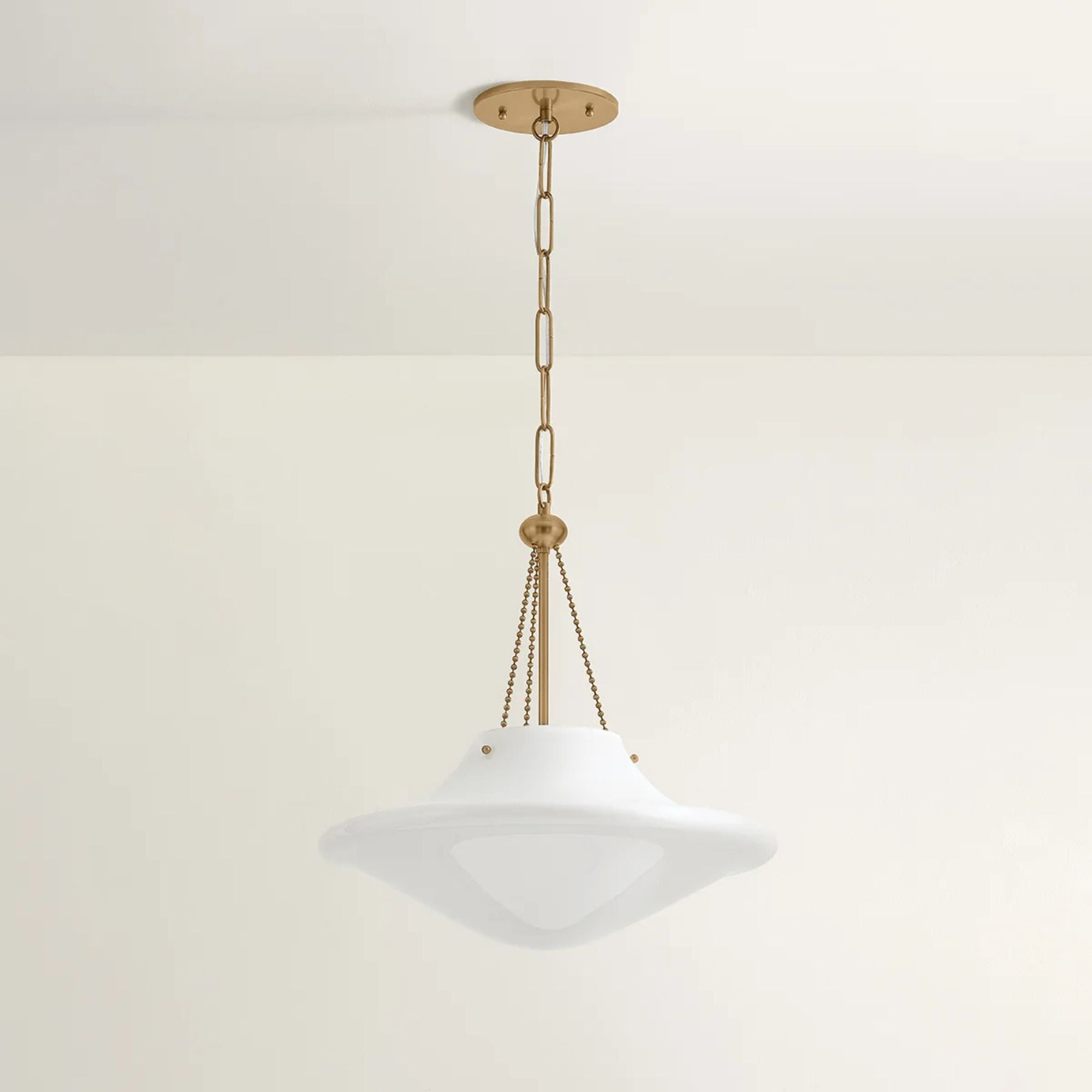 Troy Era 18 in. Pendant Light, Patina Brass with Opal Glossy Glass
