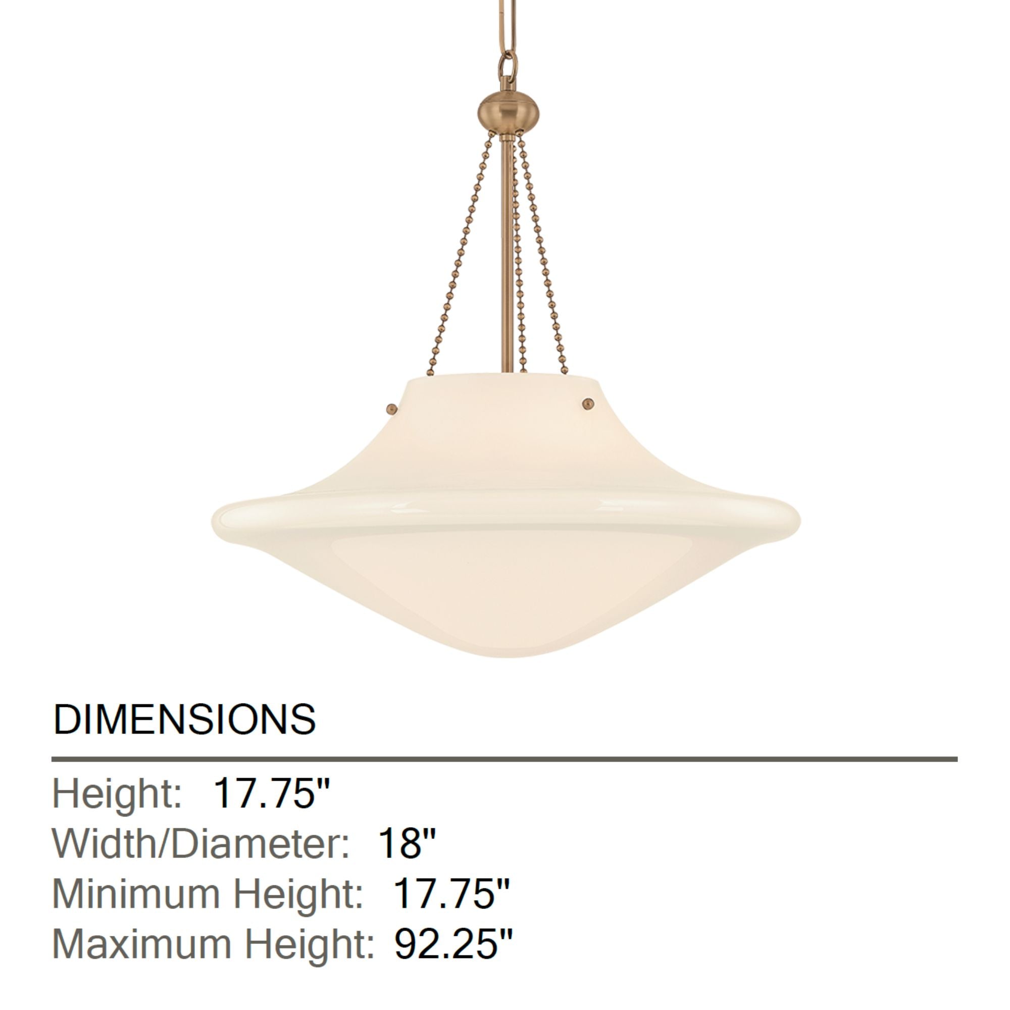 Troy Era 18 in. Pendant Light, Patina Brass with Opal Glossy Glass