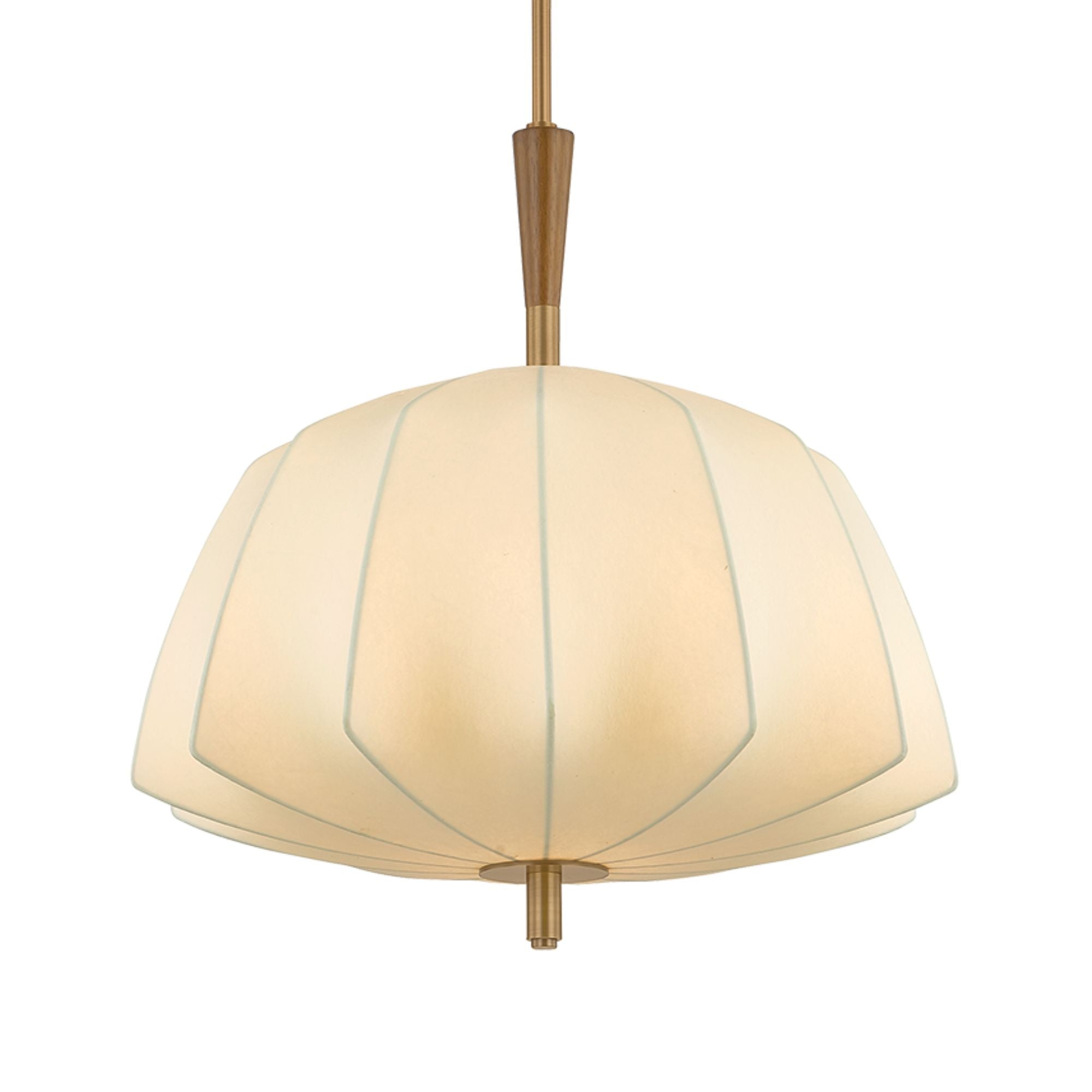 Troy Flinders Pendant Light, Patina Brass with Cream Polymer Fabric Shade