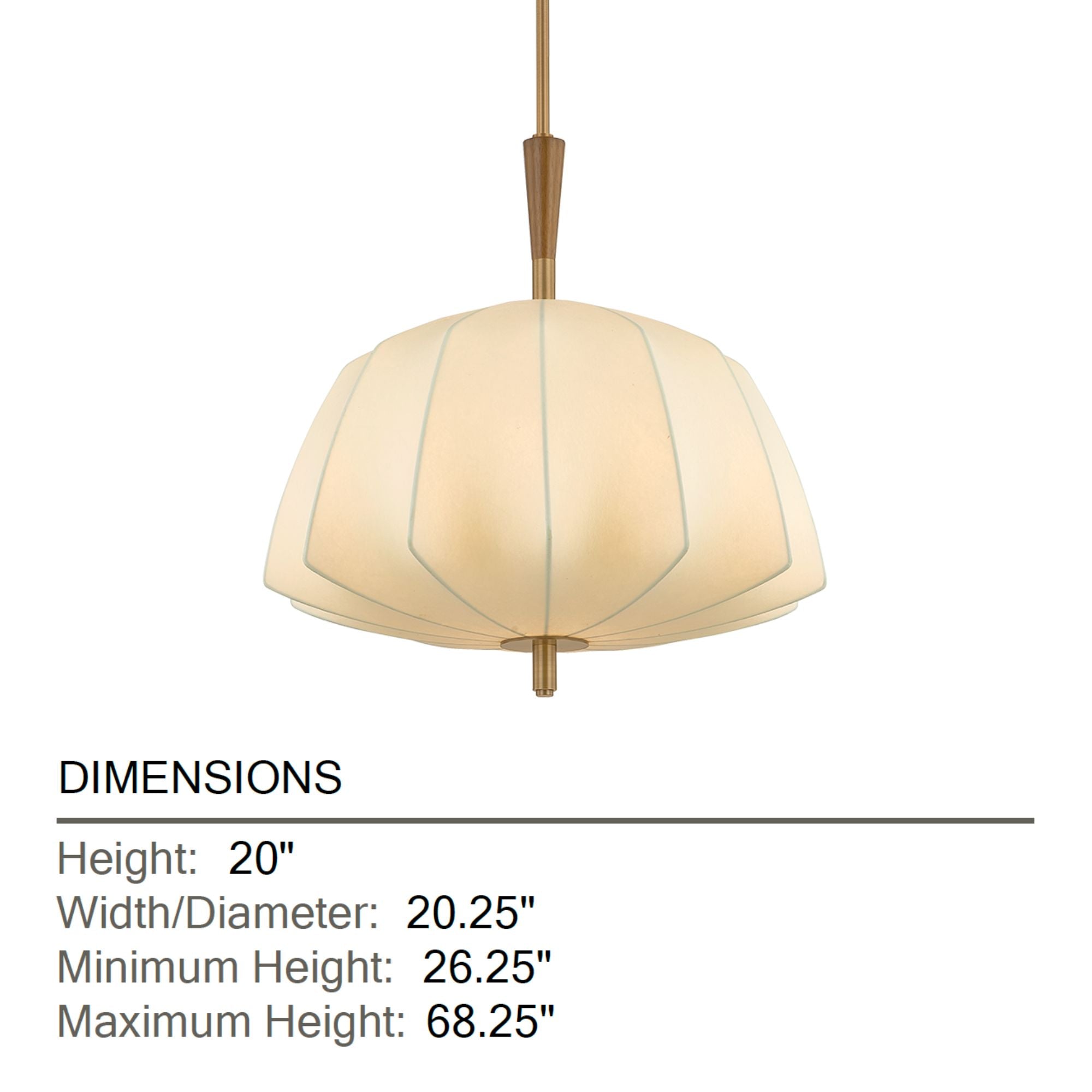 Troy Flinders 20 in. Pendant Light, Patina Brass with Cream Polymer Fabric Shade