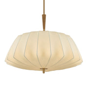 Troy Flinders 32.25 in. Pendant Light, Patina Brass with Cream Polymer Fabric Shade